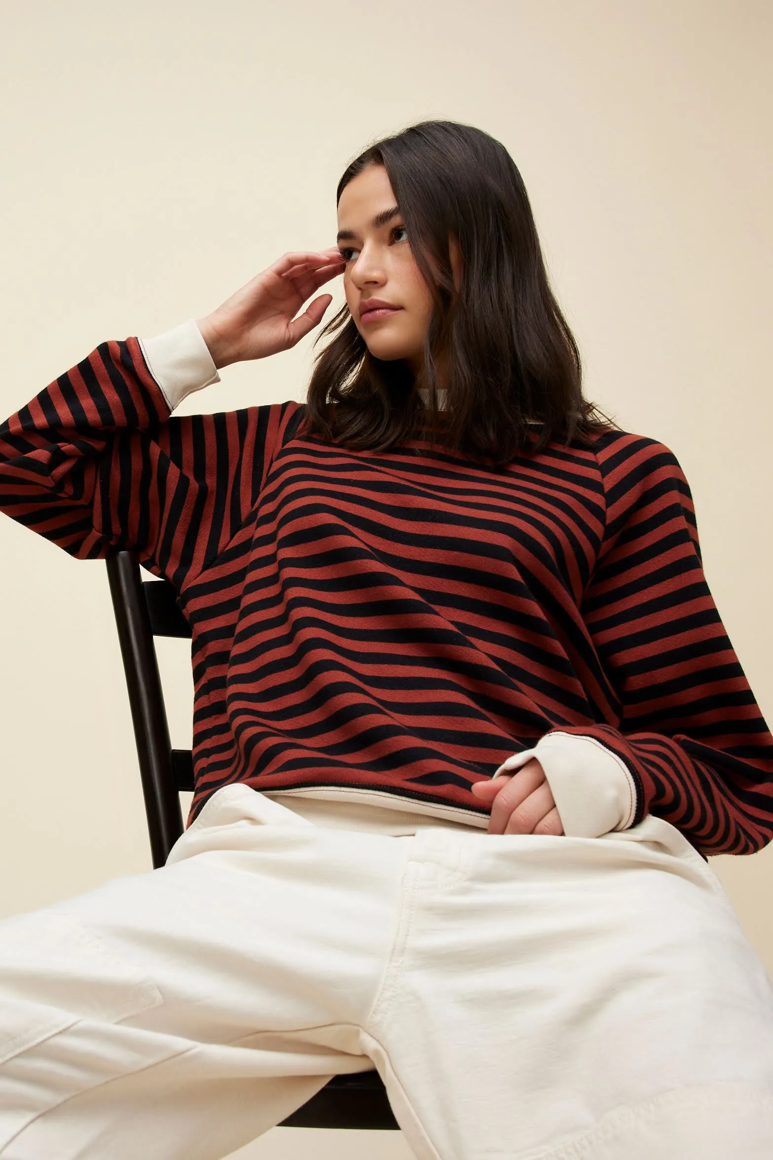 Stripe Vintage Sweatshirt in Mahogany sold by Daydreamer product image thumbnail 2
