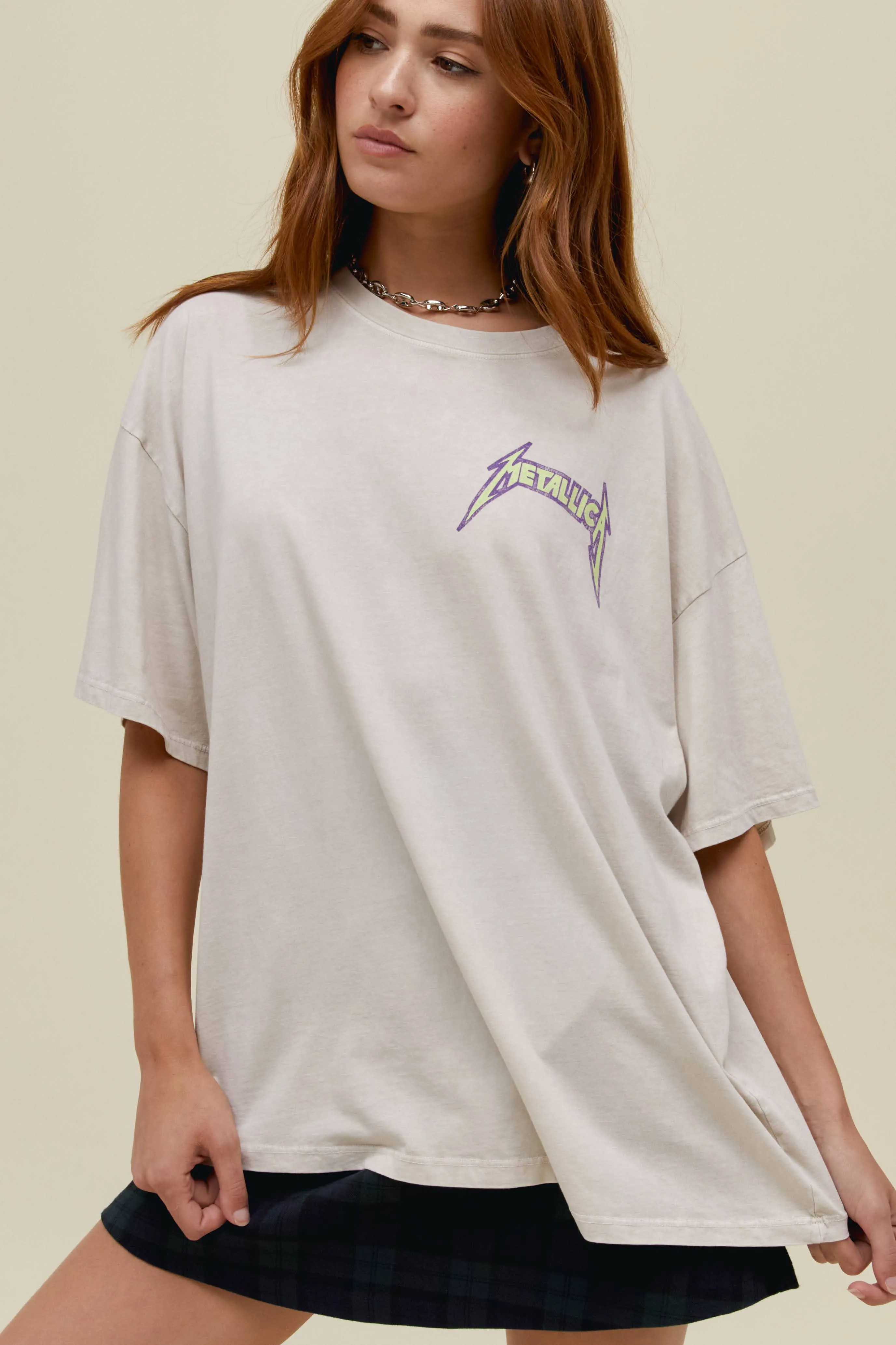 Metallica US Tour 1985 OS Tee in Dirty White Acid Wash sold by Daydreamer product image thumbnail 2