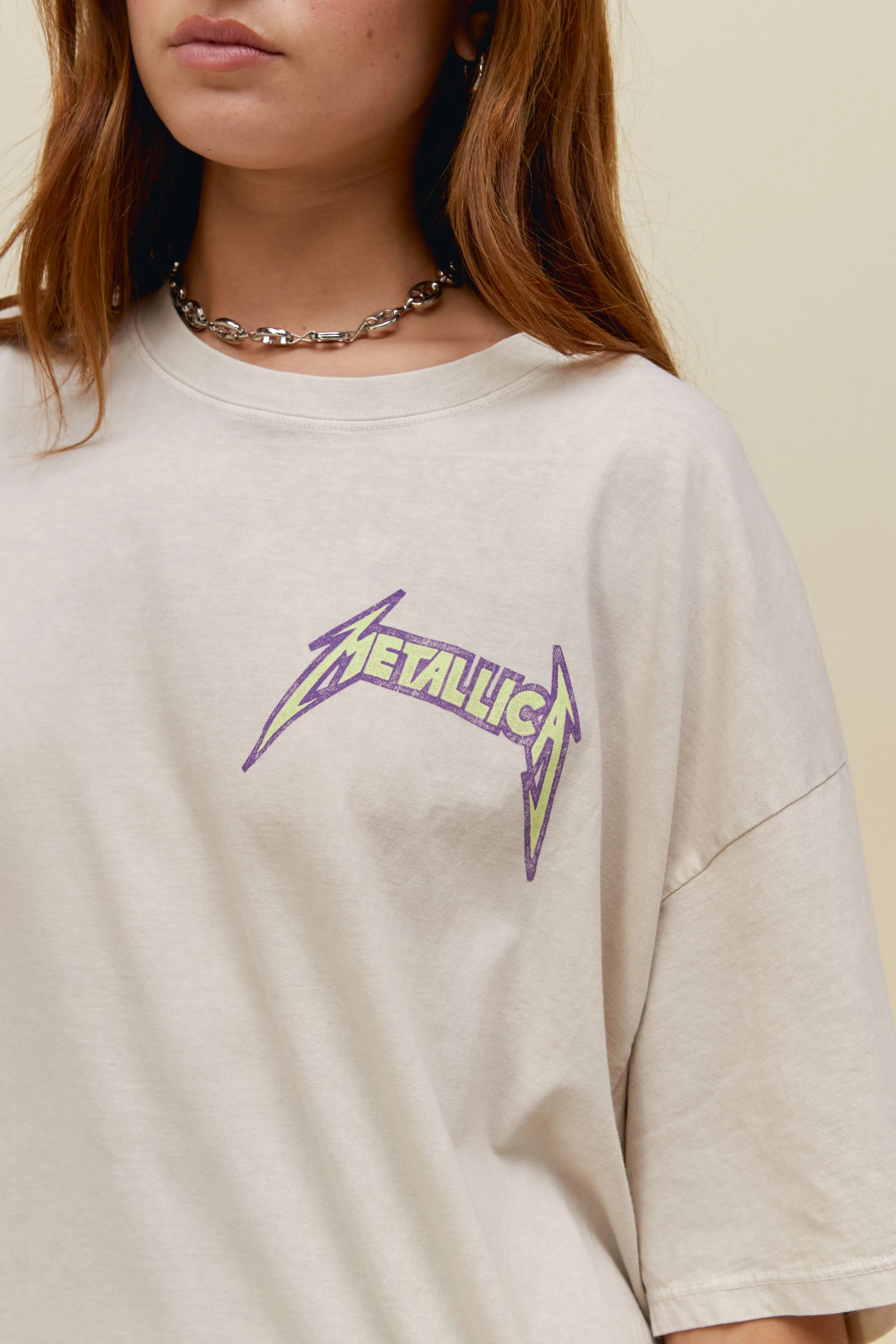 Metallica US Tour 1985 OS Tee in Dirty White Acid Wash sold by Daydreamer product image thumbnail 4