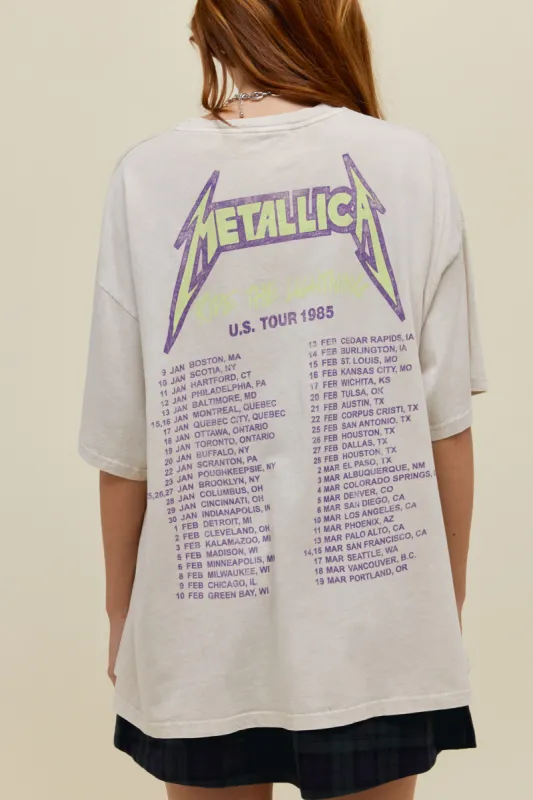Metallica US Tour 1985 OS Tee in Dirty White Acid Wash sold by Daydreamer