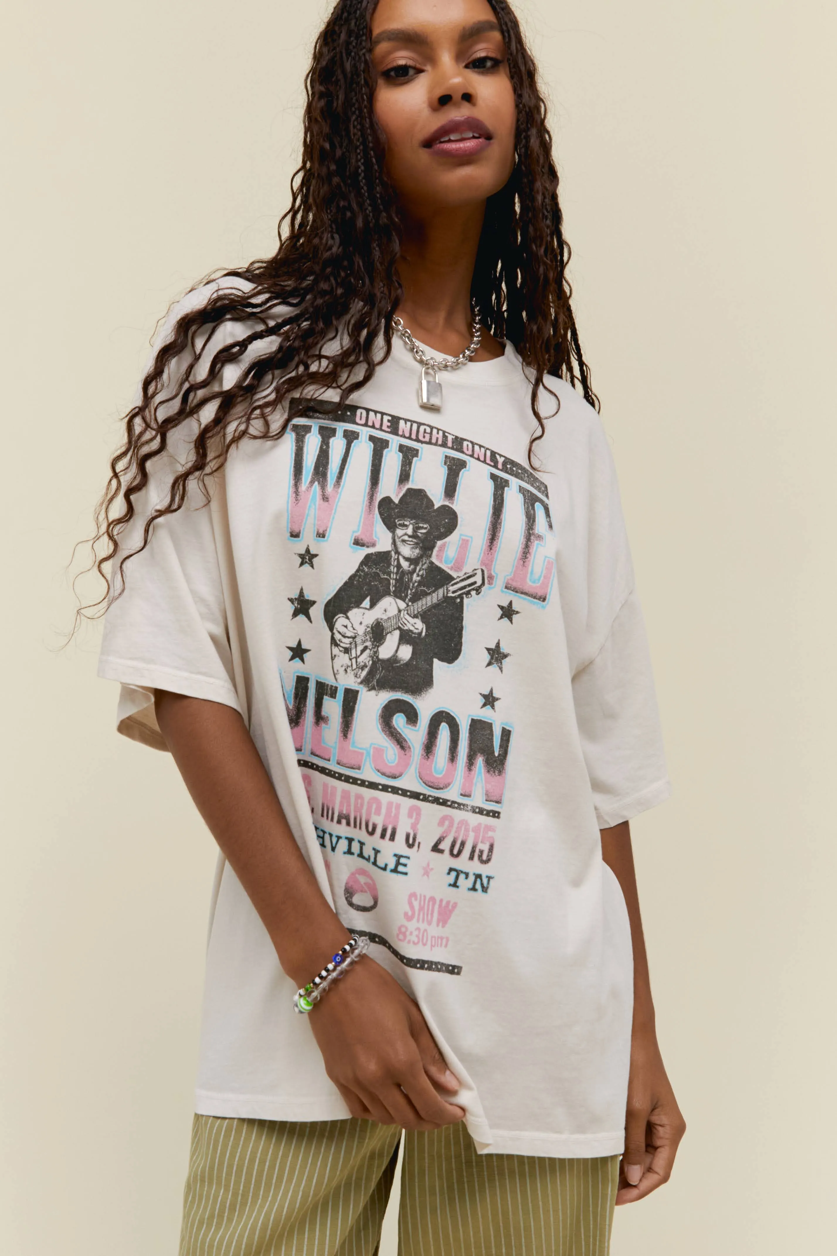 Willie Nelson One Night Only OS Tee in Dirty White sold by Daydreamer product image thumbnail 2