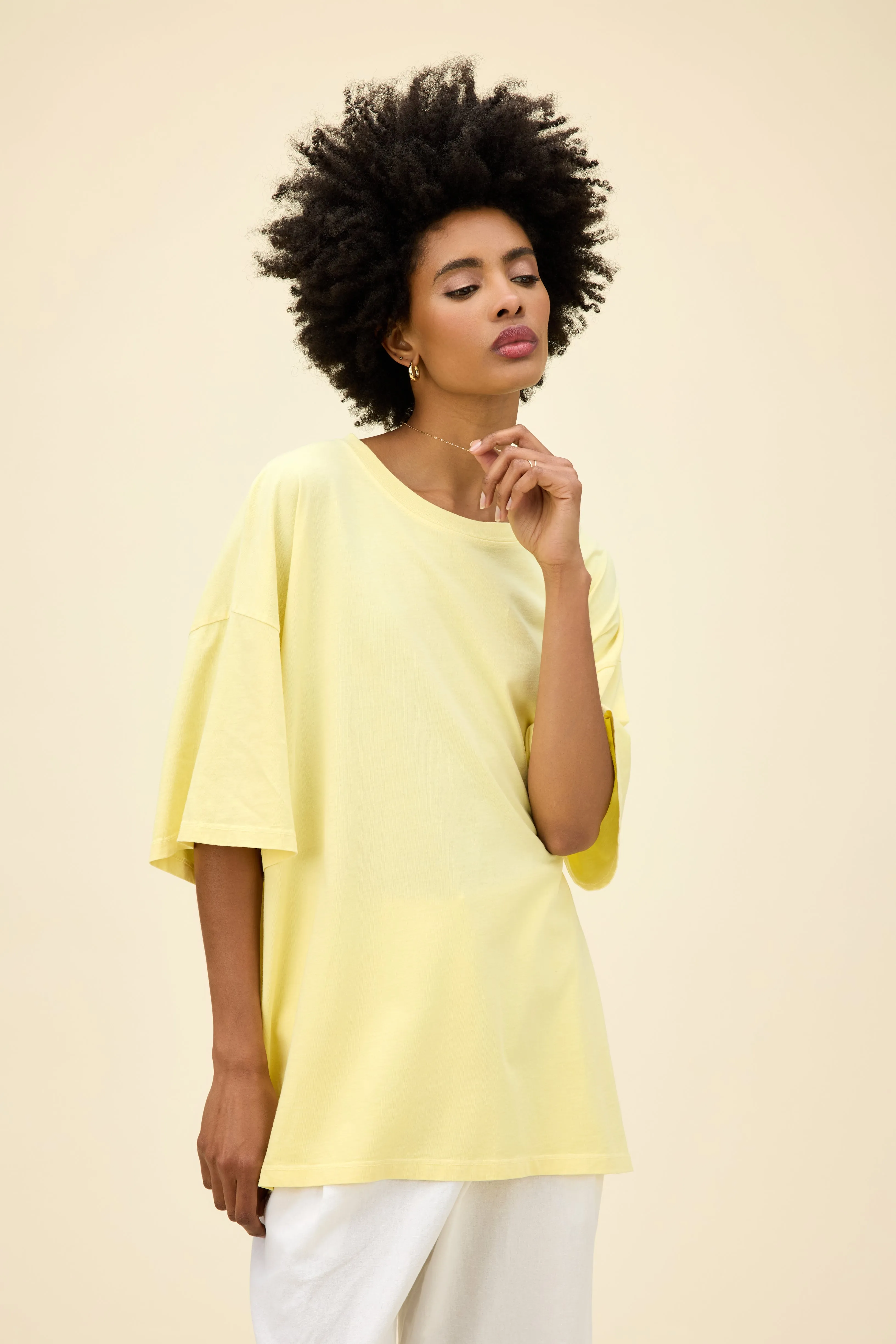 Solid OS Tee in Yellow Mist sold by Daydreamer