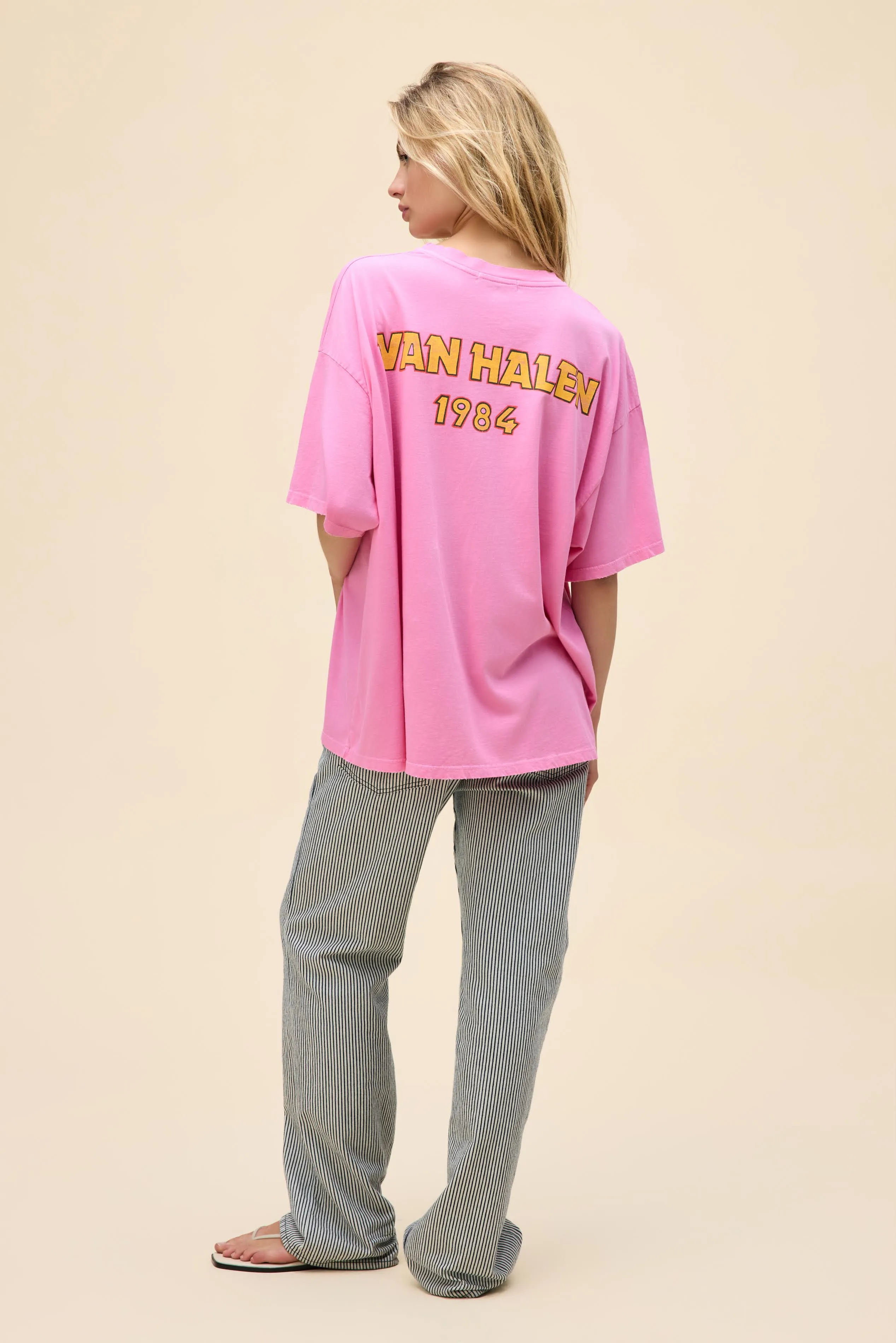Van Halen Tour of The World OS Tee in Pink Sugar sold by Daydreamer product image thumbnail 5