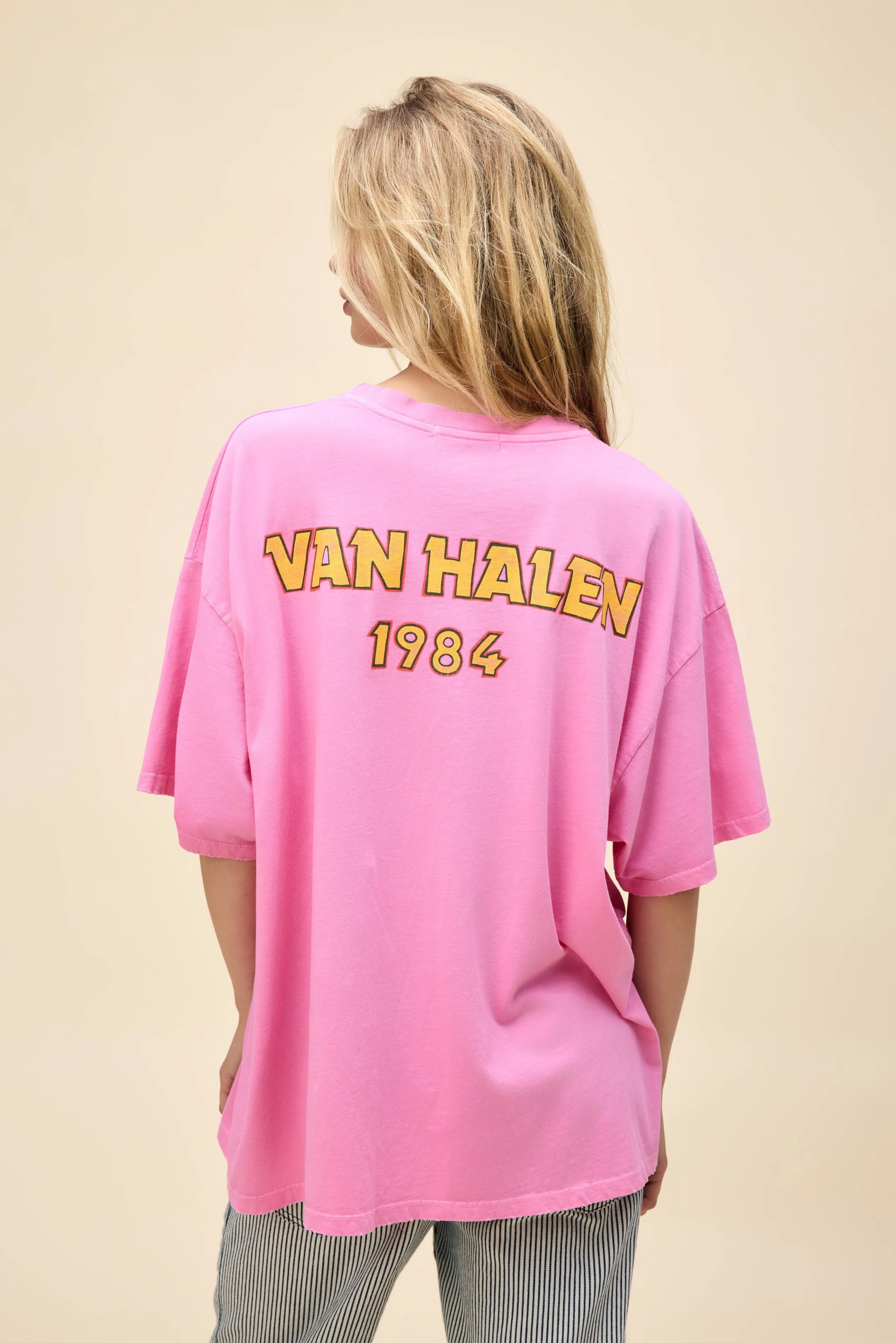 Van Halen Tour of The World OS Tee in Pink Sugar sold by Daydreamer product image thumbnail 2