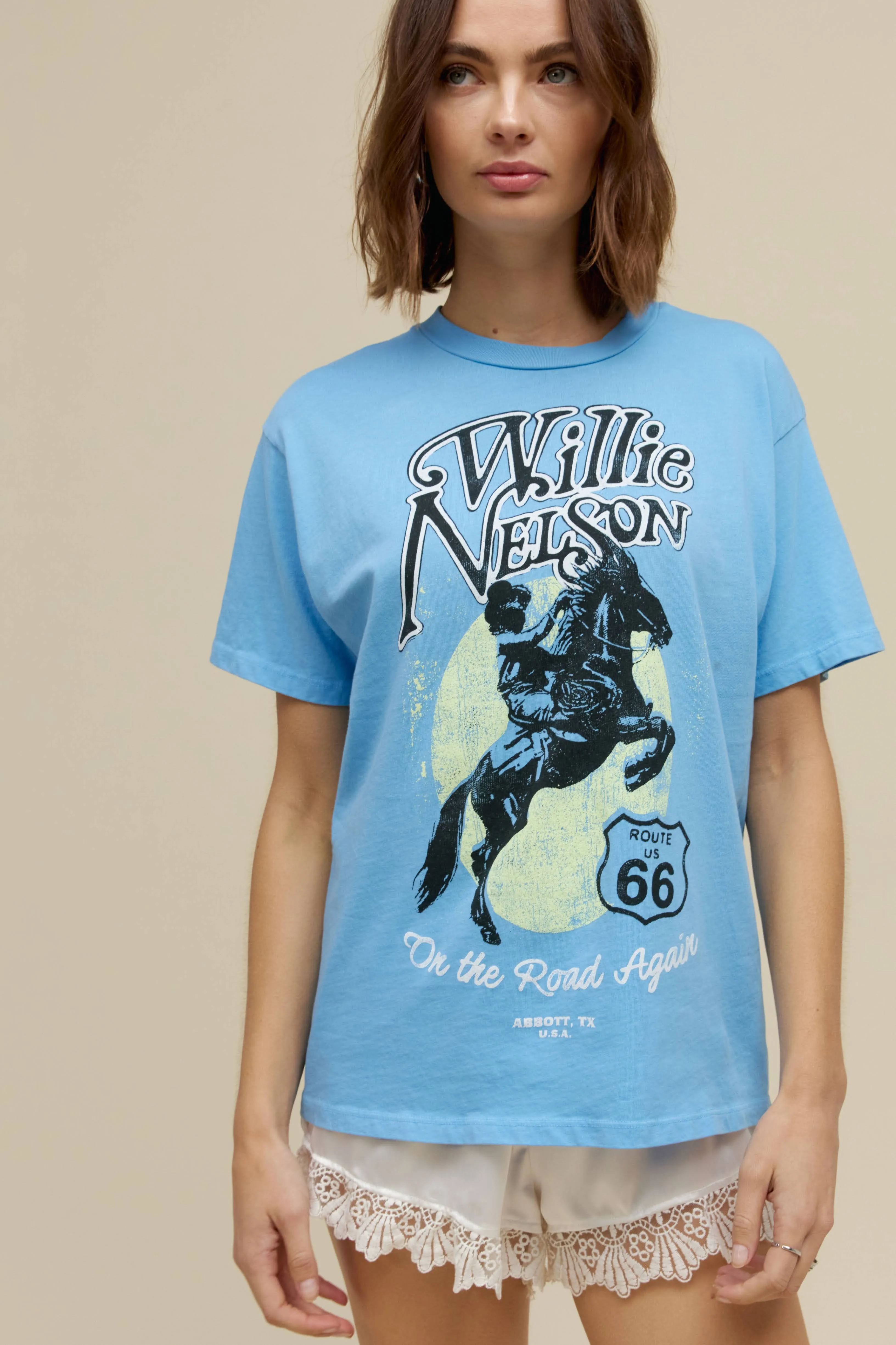 Willie Nelson Route 66 Weekend Tee in Vintage Blue sold by Daydreamer product image thumbnail 4