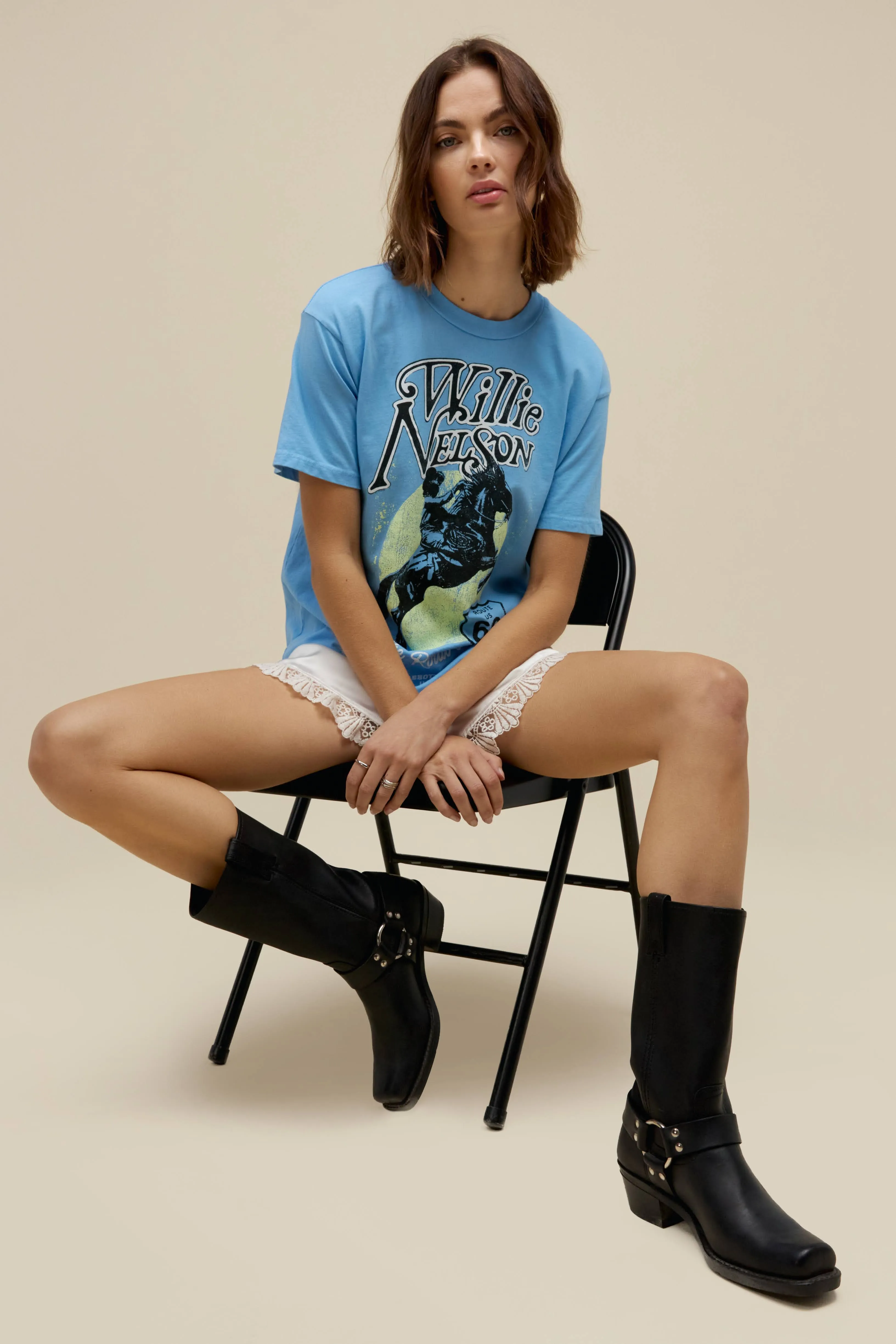 Willie Nelson Route 66 Weekend Tee in Vintage Blue sold by Daydreamer product image thumbnail 3