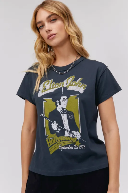Elton John Hollywood 1973 Reverse GF Tee sold by Daydreamer