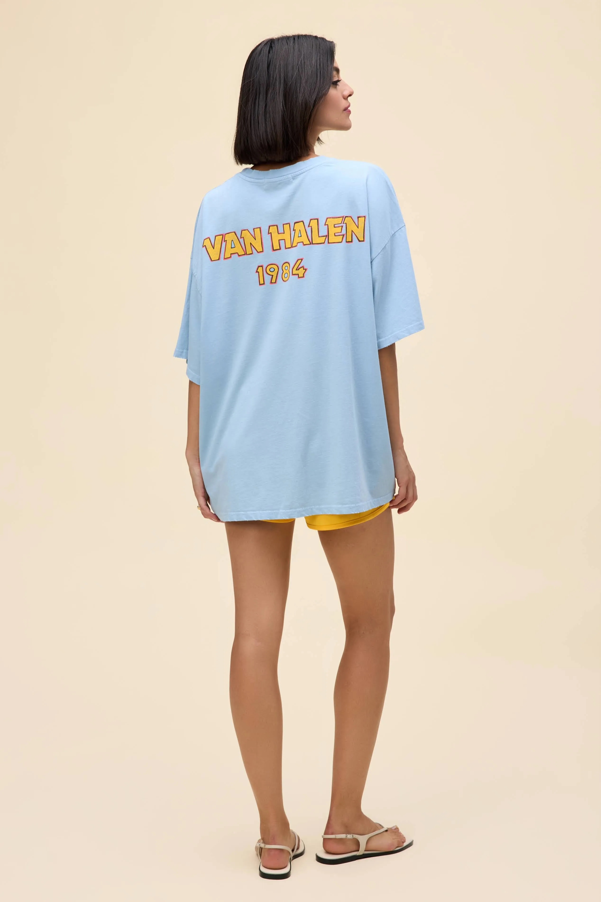 Van Halen Tour of The World OS Tee in Powder Blue sold by Daydreamer product image thumbnail 5