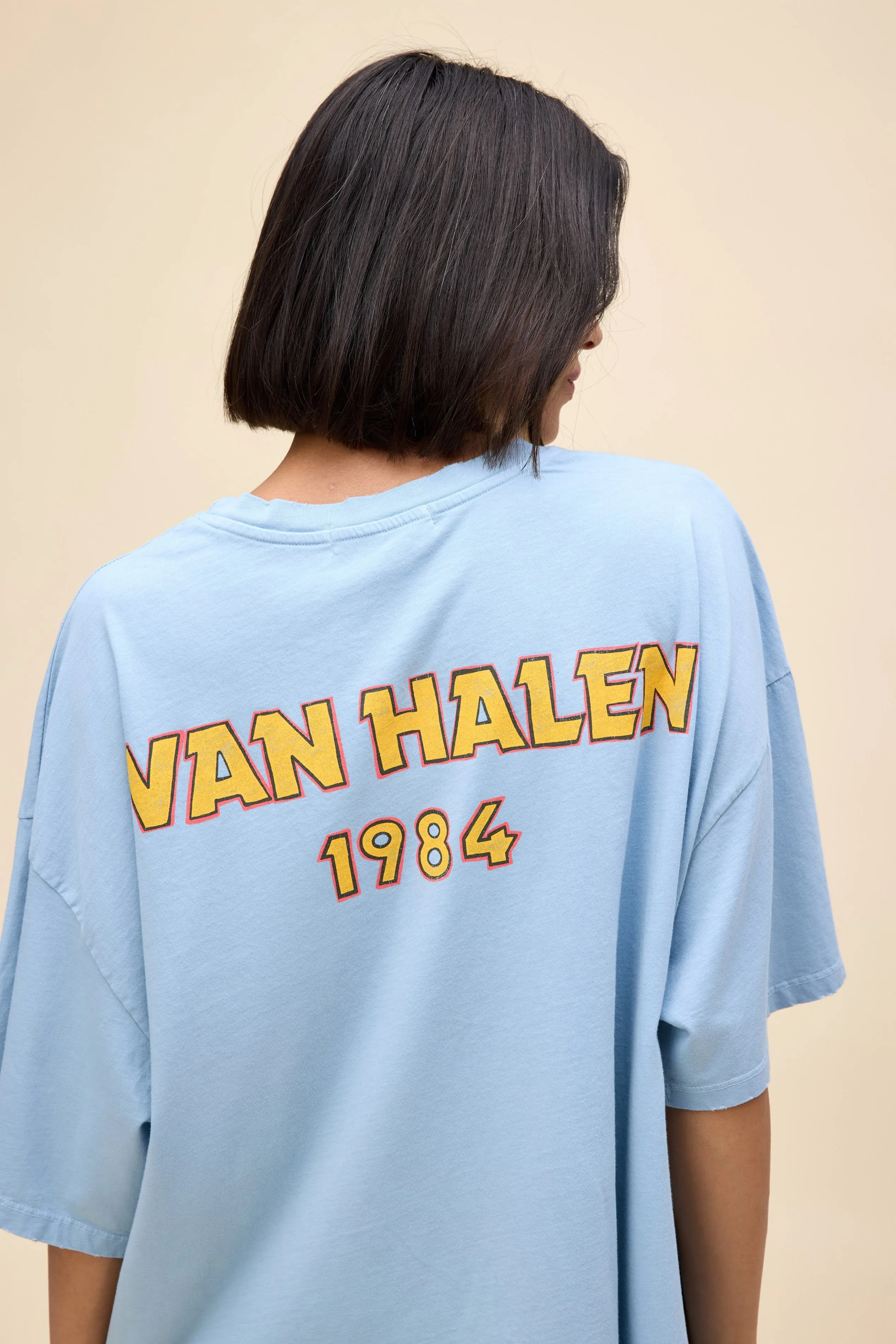 Van Halen Tour of The World OS Tee in Powder Blue sold by Daydreamer product image thumbnail 2