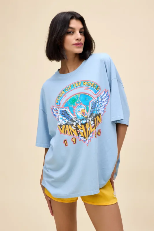 Van Halen Tour of The World OS Tee in Powder Blue sold by Daydreamer