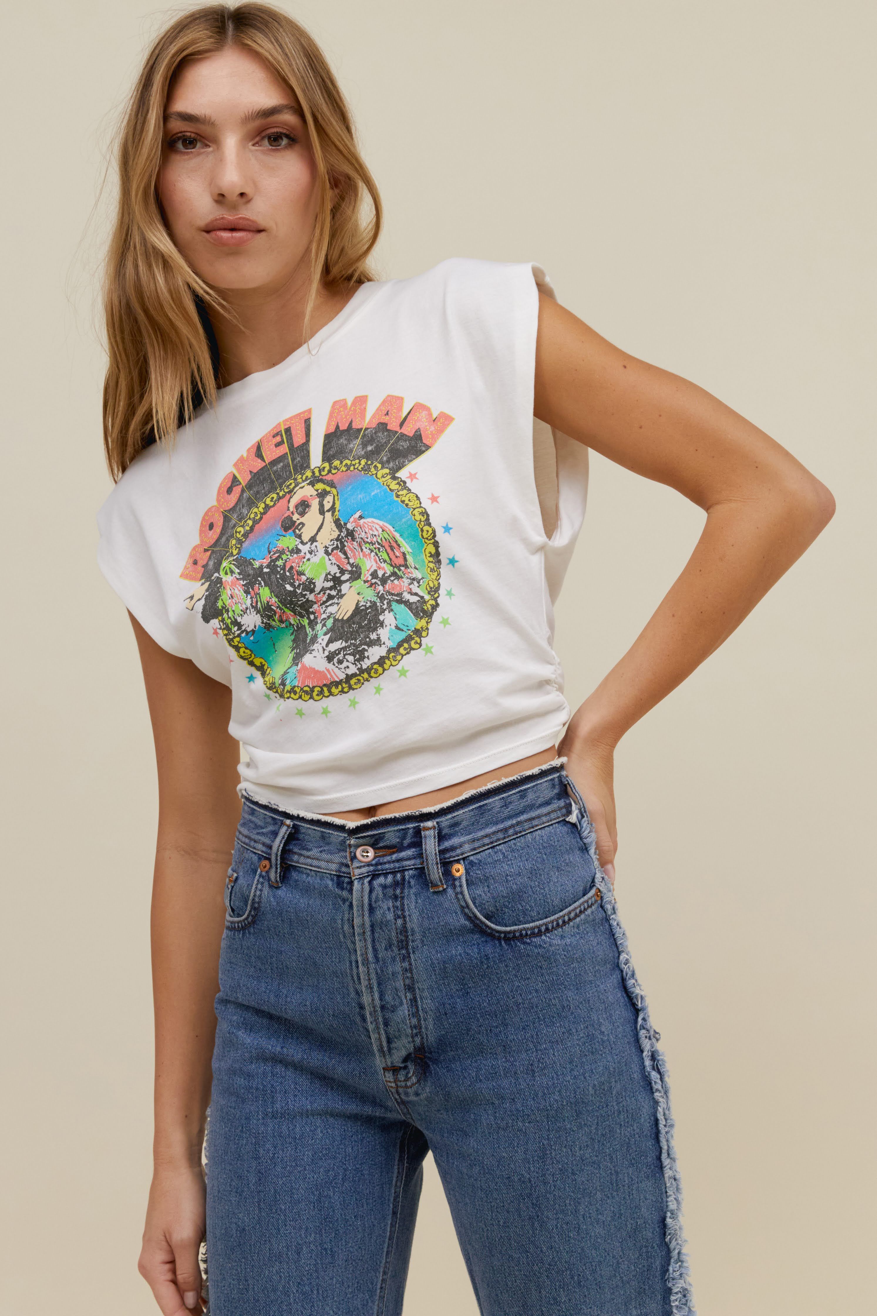 Elton John Rocket Man '72 Banded Tee sold by Daydreamer