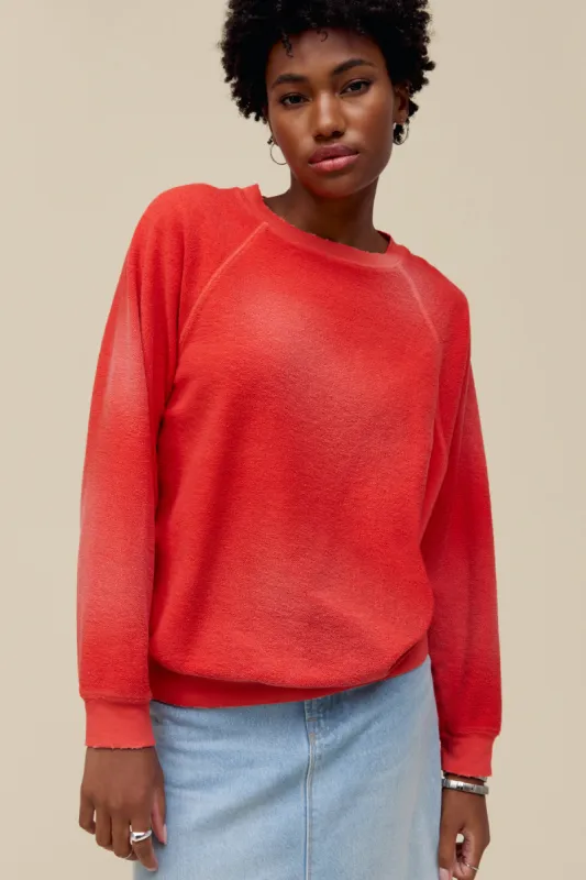 Solid Reverse Raglan Sweatshirt in Sun Faded Red sold by Daydreamer