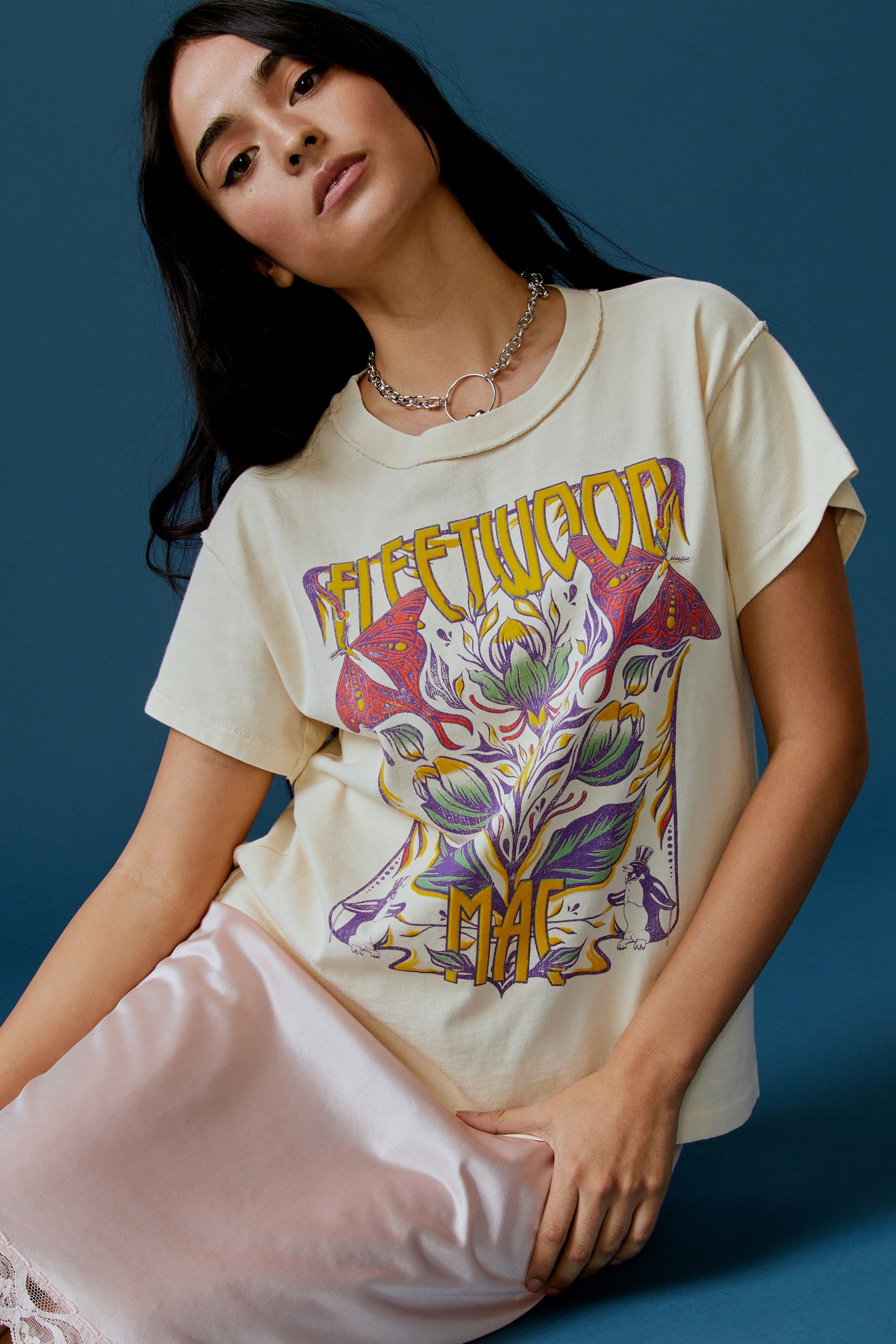 Fleetwood Mac Butterflies Reverse GF Tee in Parchment sold by Daydreamer product image thumbnail 4