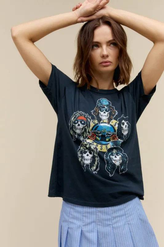 Guns N' Roses Tour '87 Ringer Tee in Vintage Black sold by Daydreamer