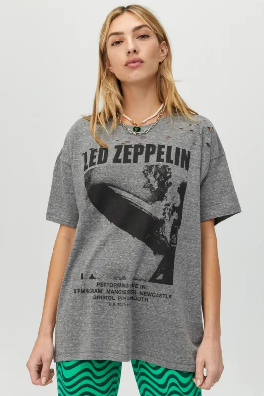 Led Zeppelin Blimp 1969 Merch Tee in Heather Grey sold by Daydreamer