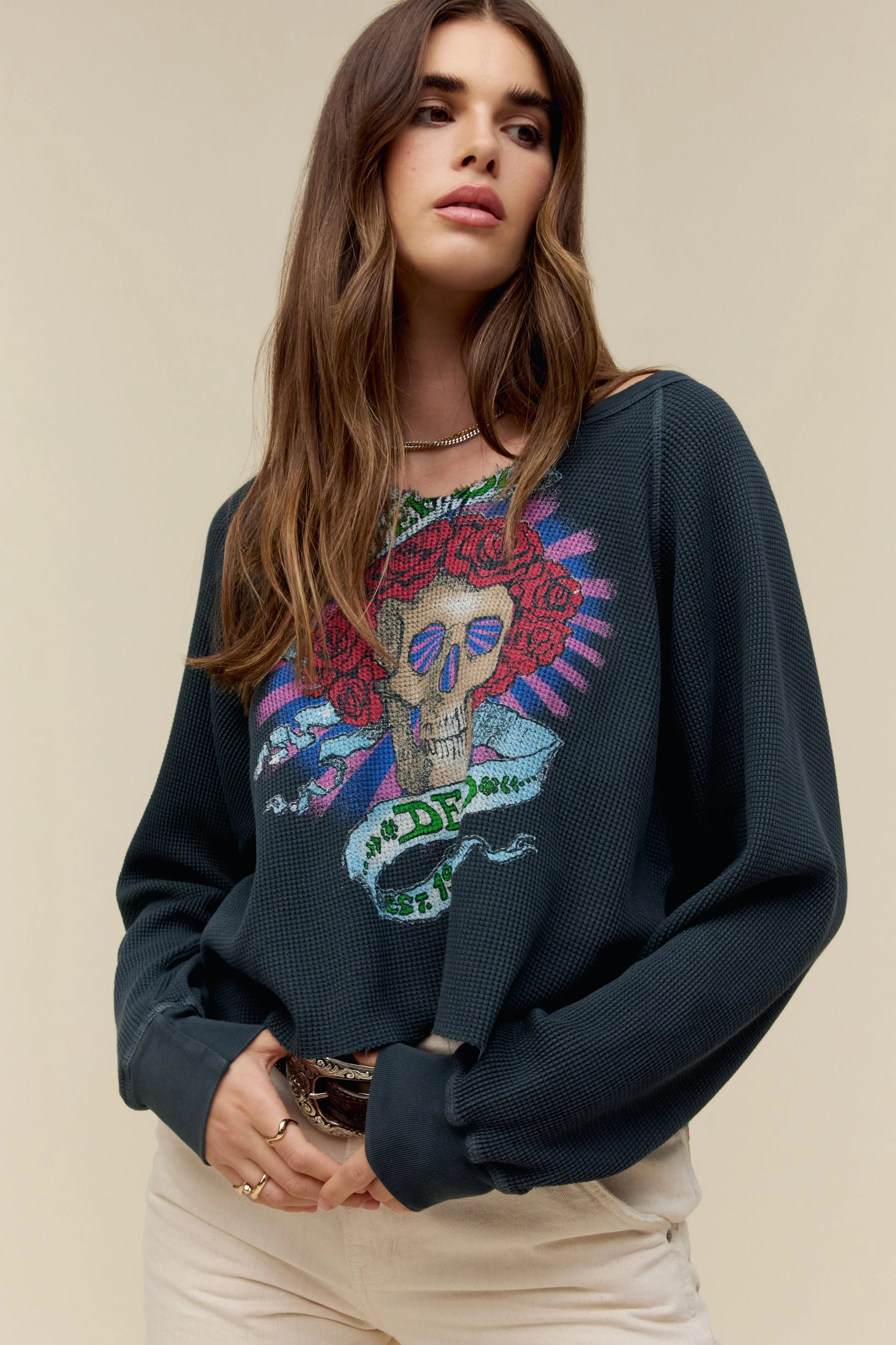 Grateful Dead Love Will See You Through LS Thermal in Vintage Black sold by Daydreamer product image thumbnail 2