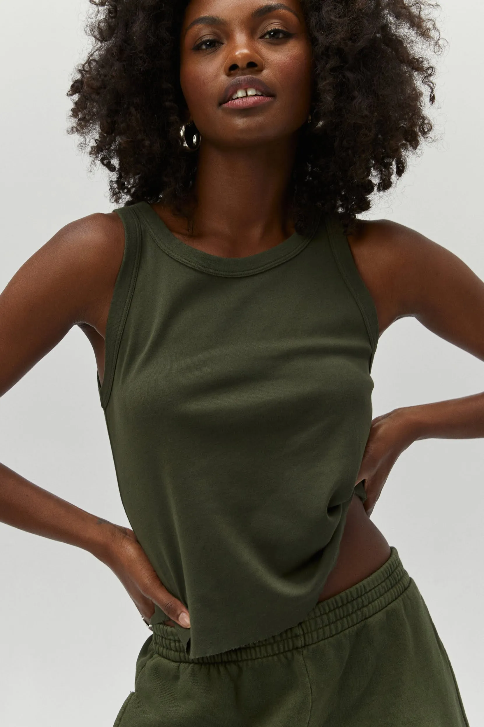 Solid Racer Tank in Military Green sold by Daydreamer