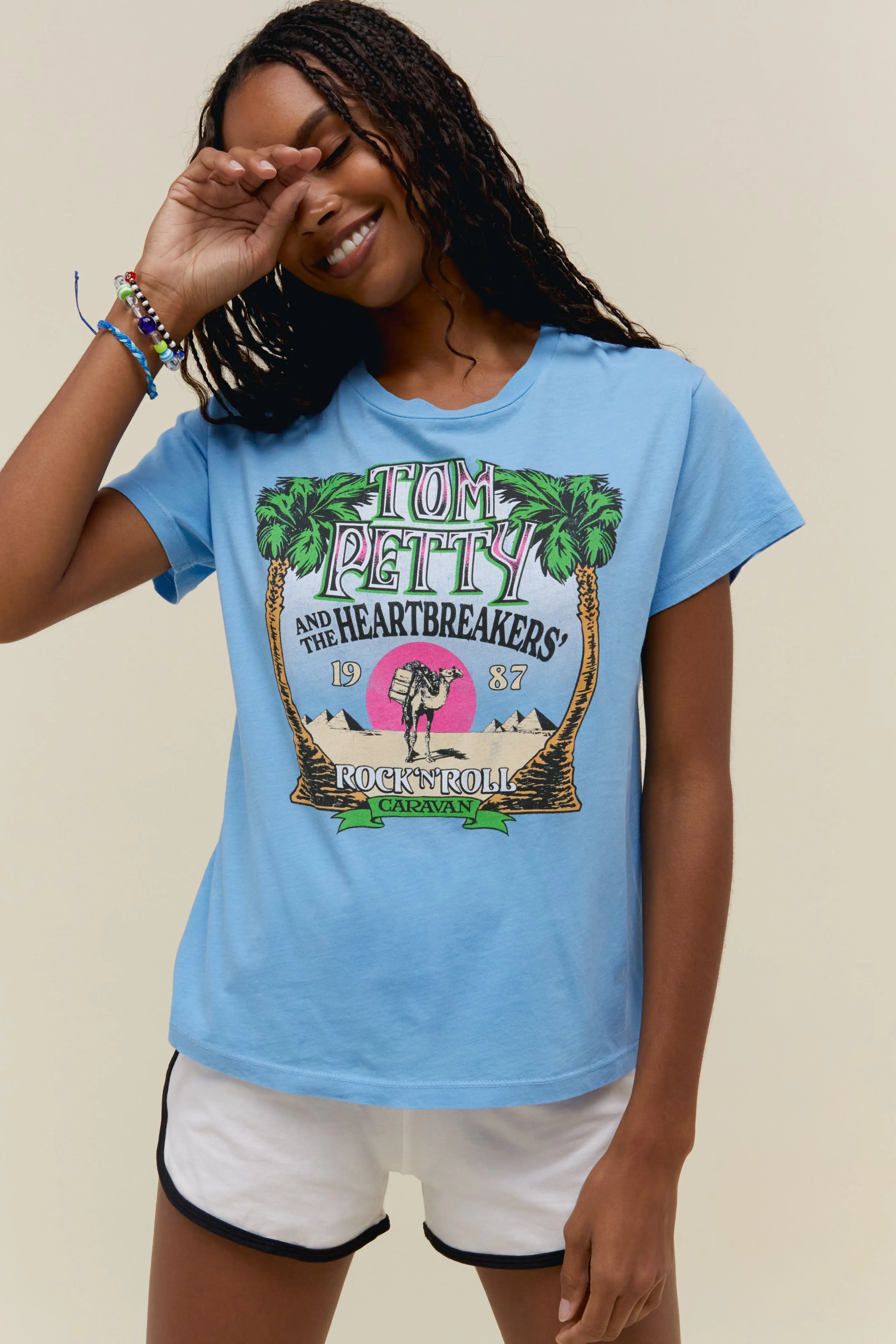 Tom Petty Rock N' Roll Caravan Solo Tee in Vintage Blue sold by Daydreamer