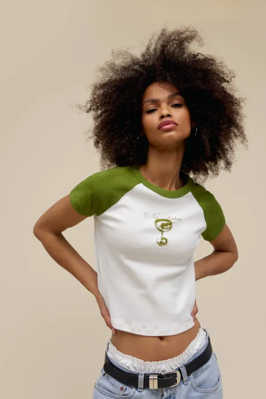 Not Shaken Shrunken Raglan Tee sold by Daydreamer
