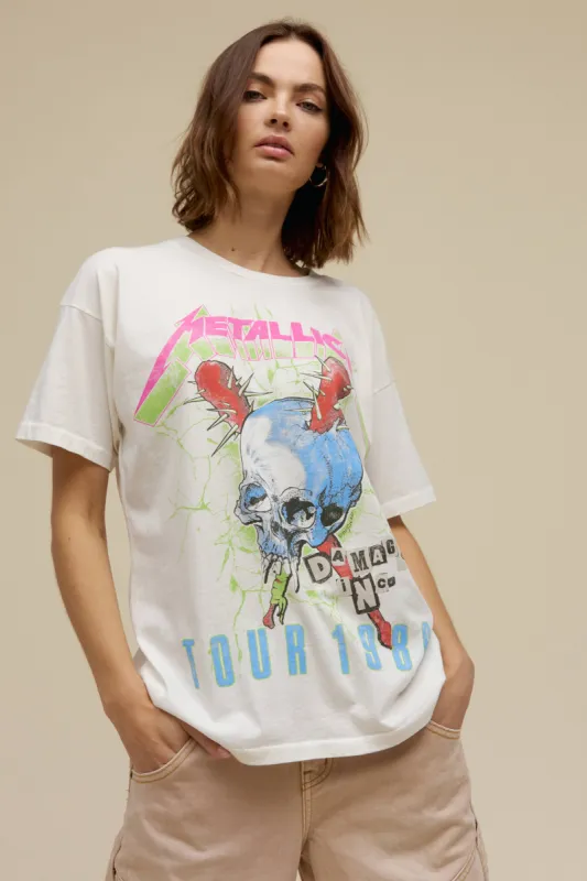 Metallica Damage Inc Tour 1986 Merch Tee in Vintage White sold by Daydreamer