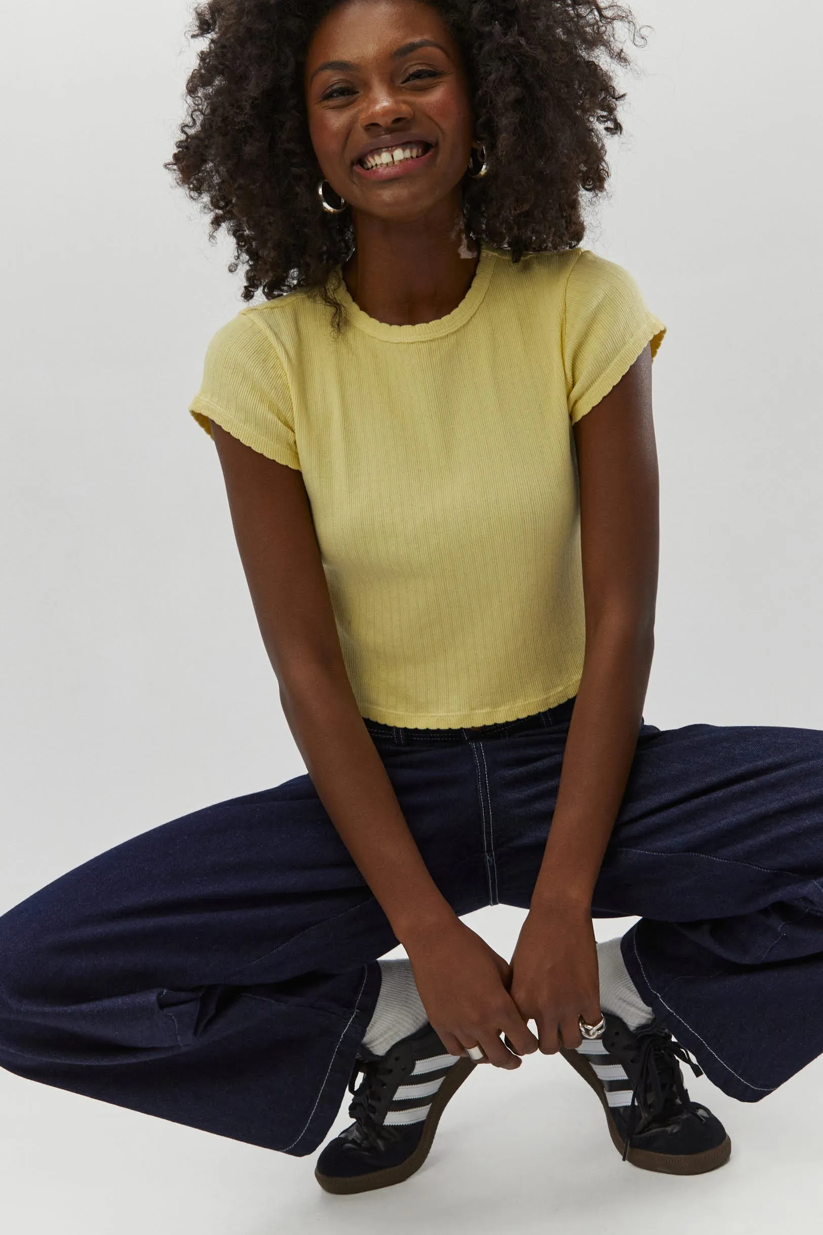 Pointelle Tee in lemon sold by Daydreamer product image thumbnail 3