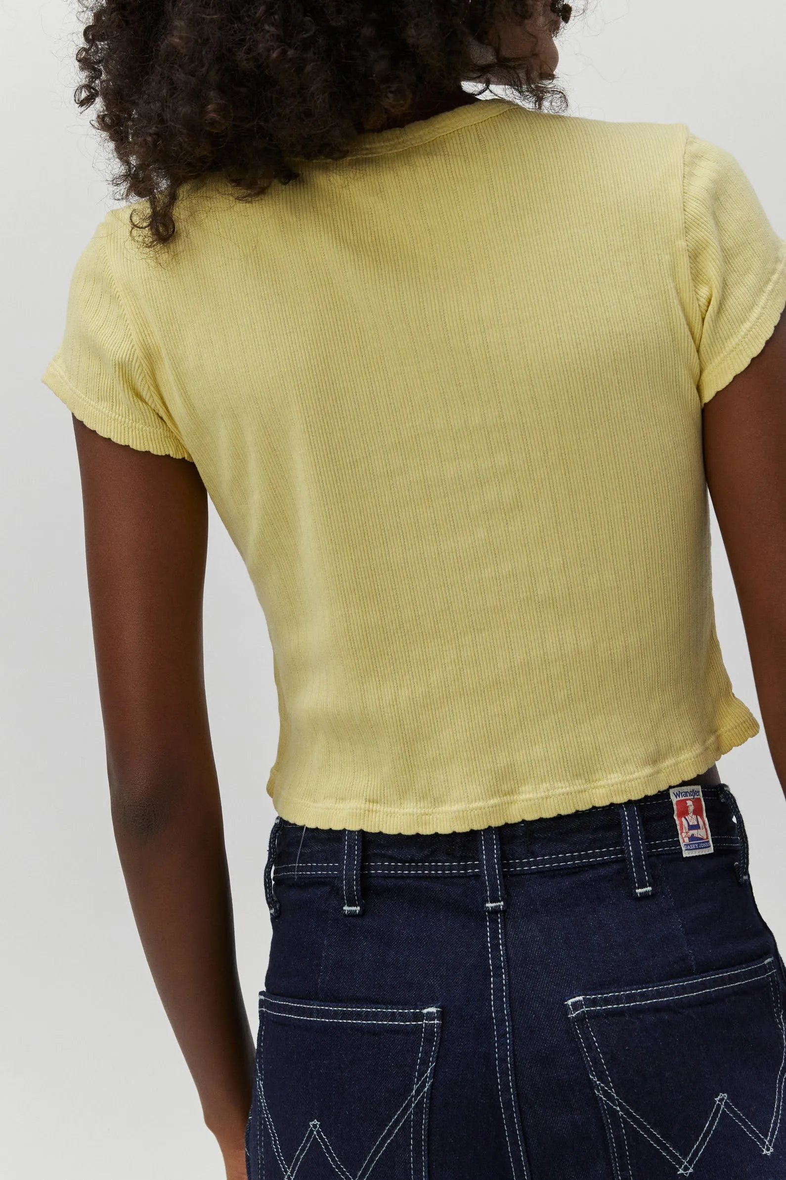 Pointelle Tee in lemon sold by Daydreamer product image thumbnail 2
