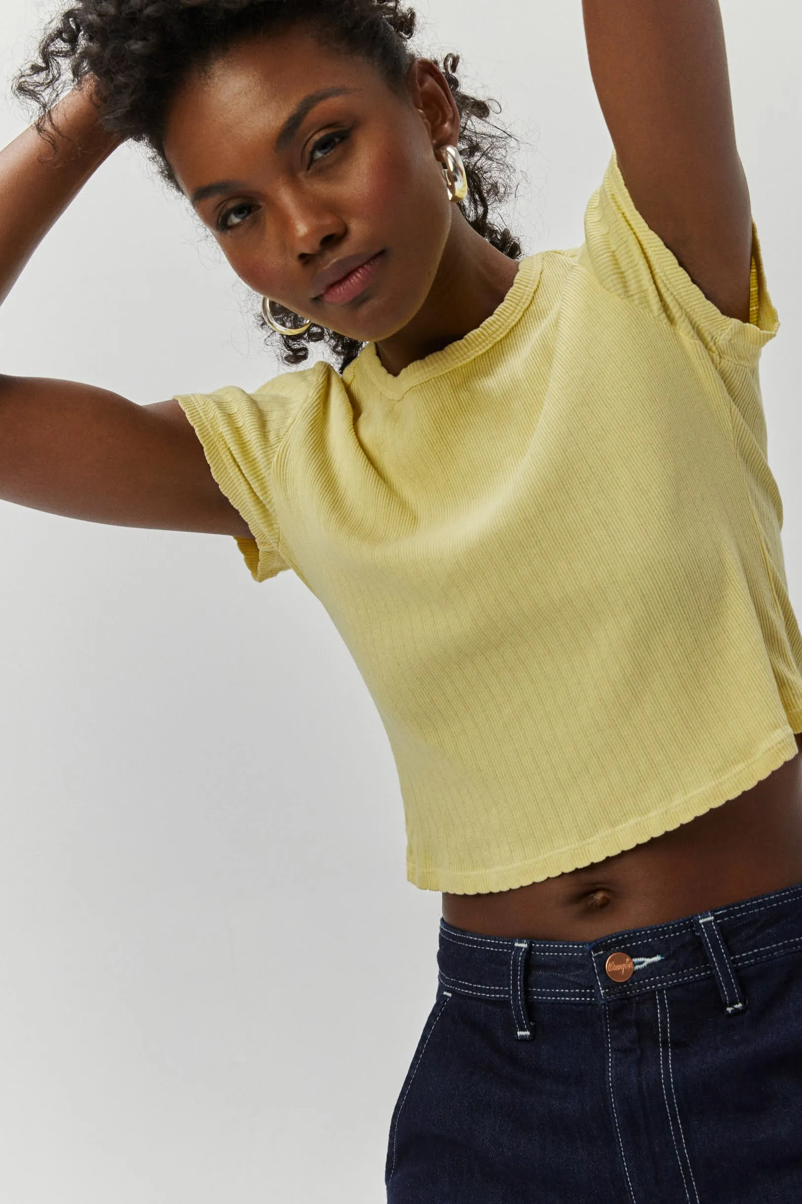Pointelle Tee in lemon sold by Daydreamer product image thumbnail 5
