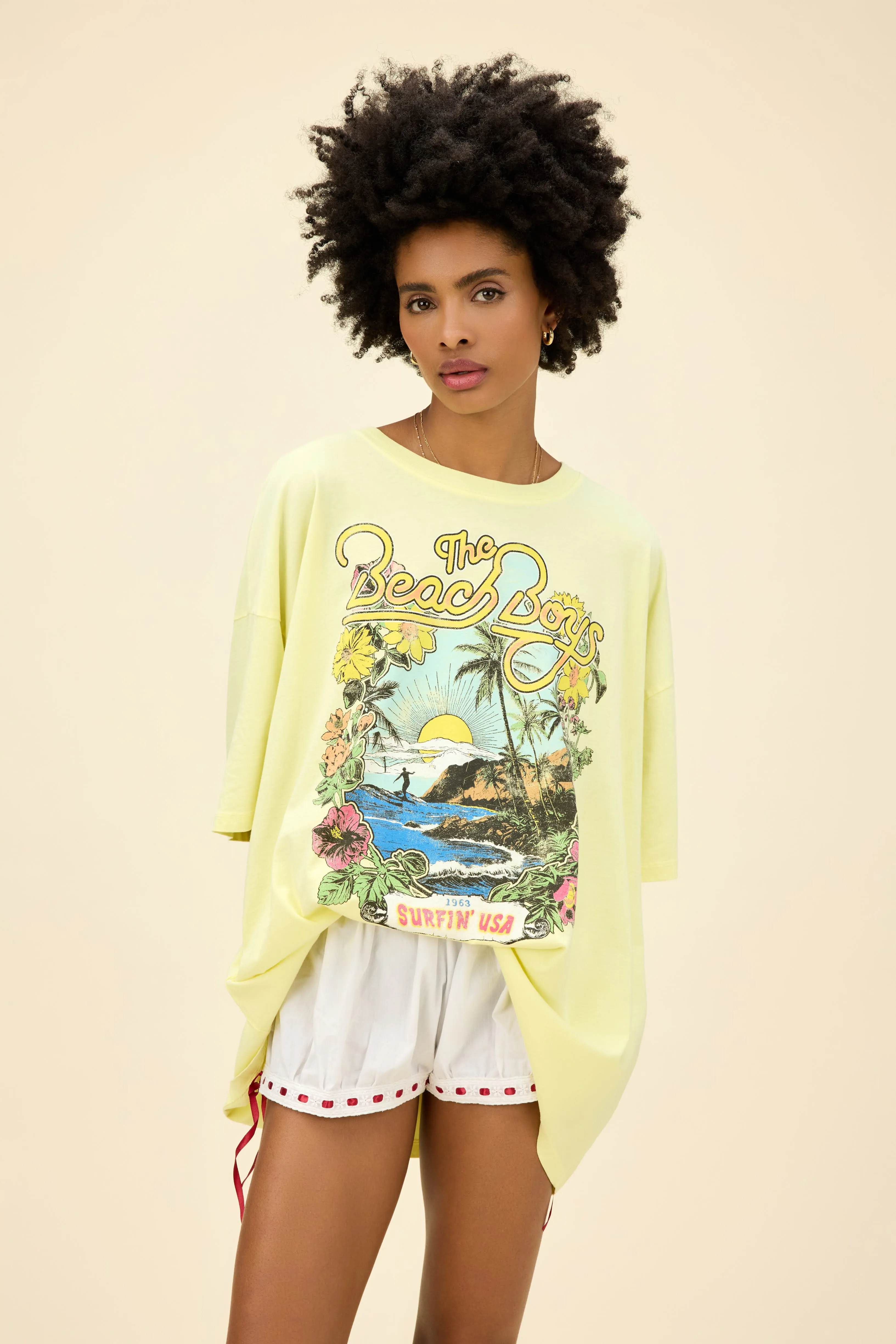The Beach Boys Surfin' USA 1963 OS Tee in Lemon Dew sold by Daydreamer product image thumbnail 3