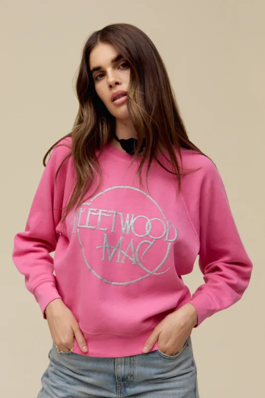 Fleetwood Mac Circle Logo Raglan Crew In Pink Rogue sold by Daydreamer