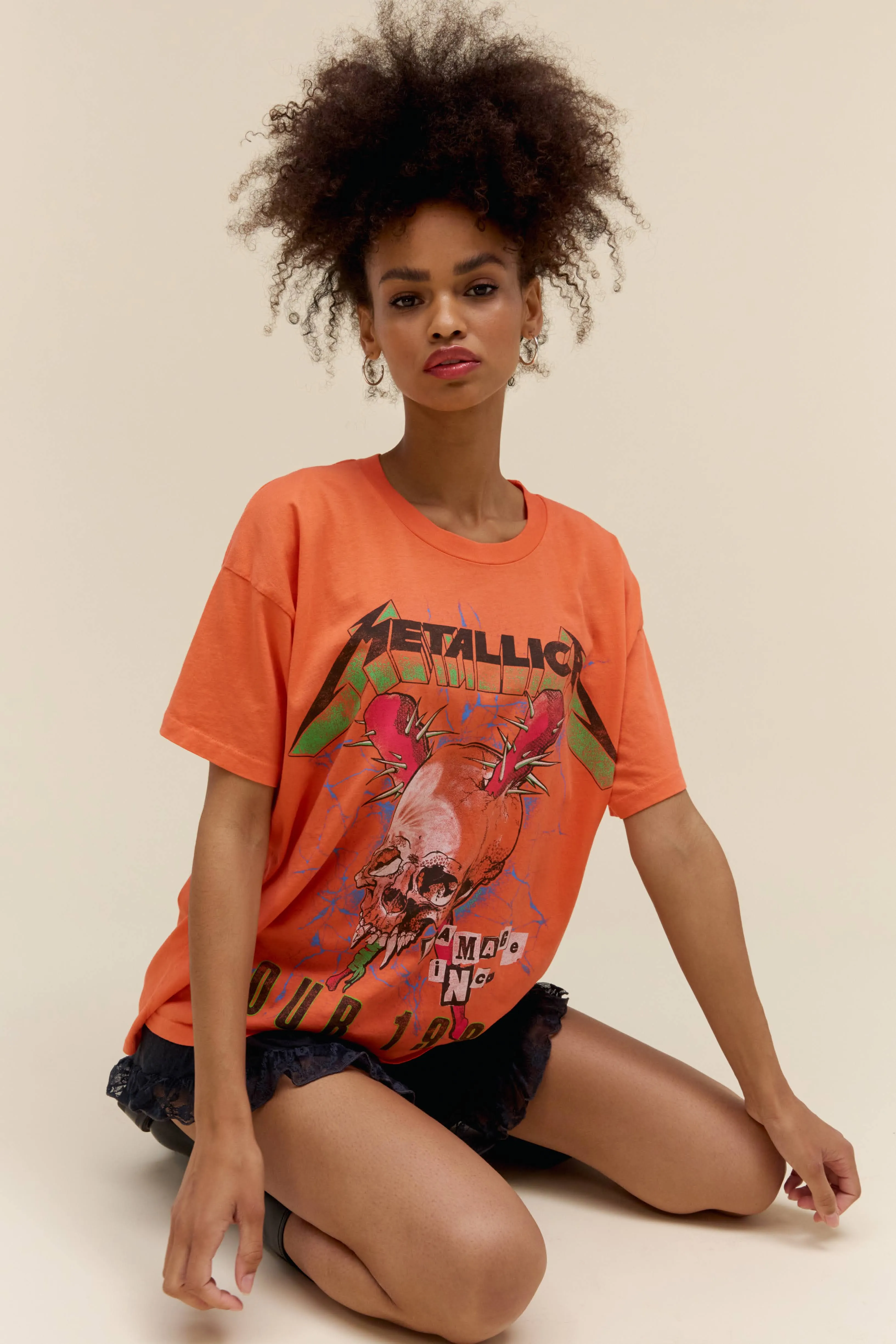 Metallica Damage Inc Tour 1986 Merch Tee in Coral Sunset sold by Daydreamer product image thumbnail 3