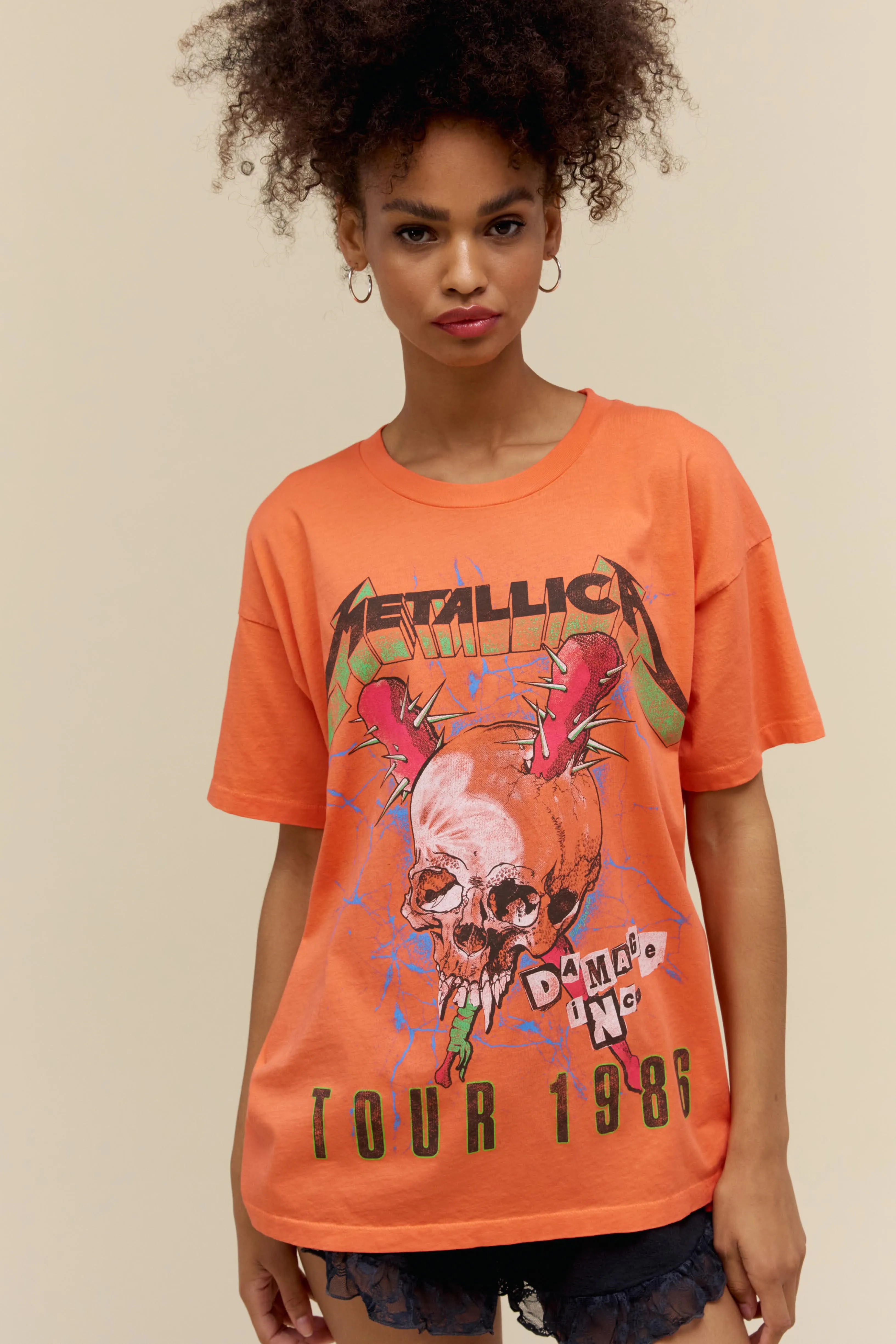 Metallica Damage Inc Tour 1986 Merch Tee in Coral Sunset sold by Daydreamer product image thumbnail 2