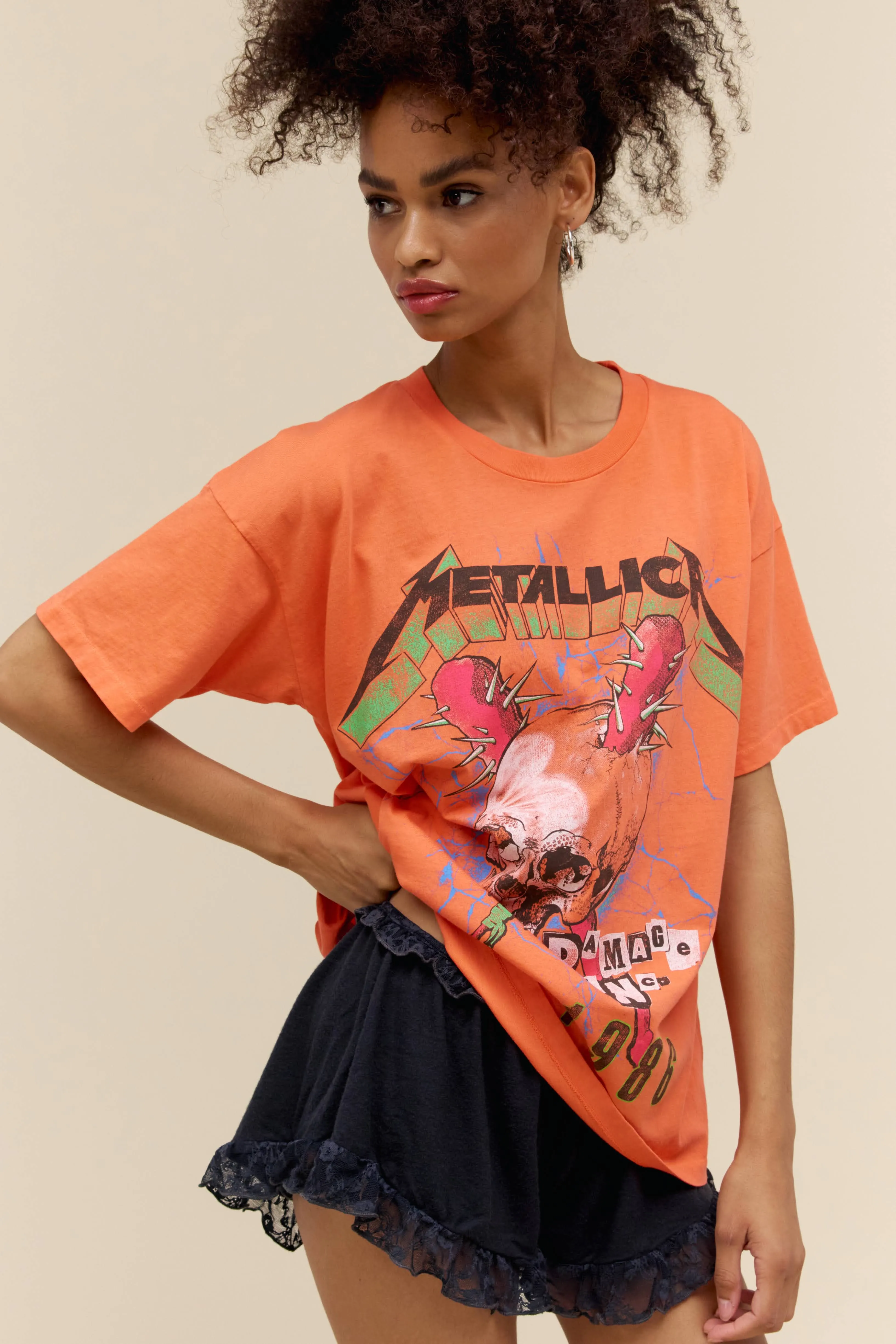 Metallica Damage Inc Tour 1986 Merch Tee in Coral Sunset sold by Daydreamer product image thumbnail 4