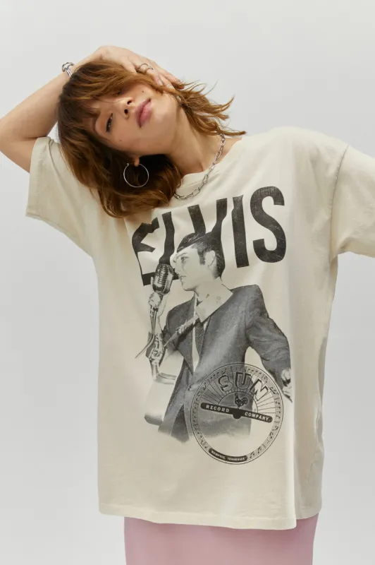 Sun Records X Elvis Merch Tee in Dirty White sold by Daydreamer