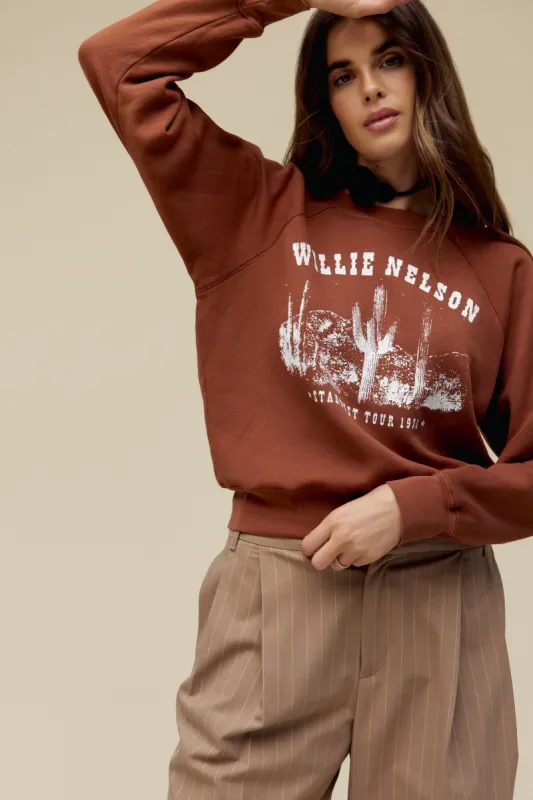 Willie Nelson Stardust Tour Raglan Crew in Sable sold by Daydreamer