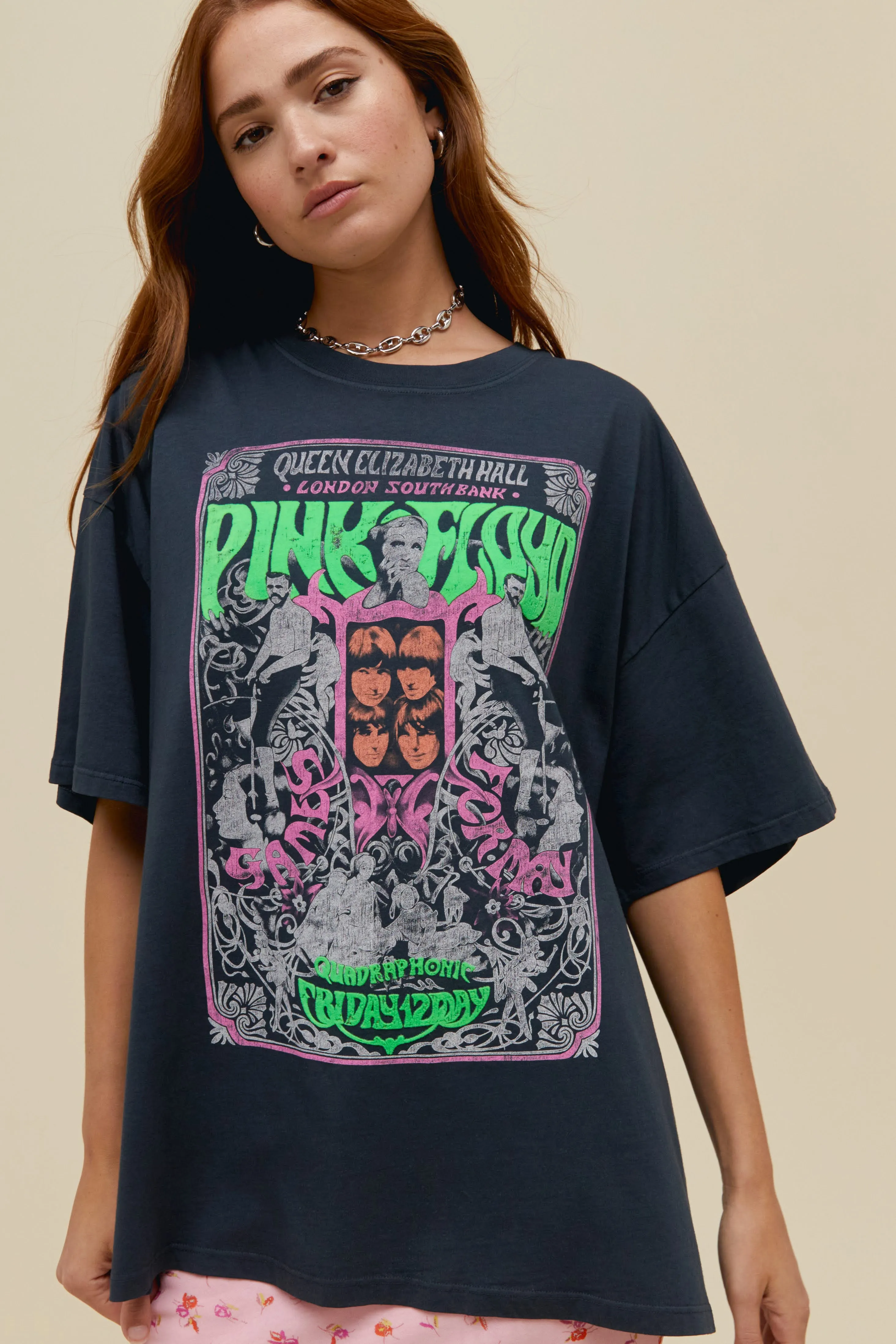 Pink Floyd Queen Elizabeth Poster OS Tee in Vintage Black sold by Daydreamer