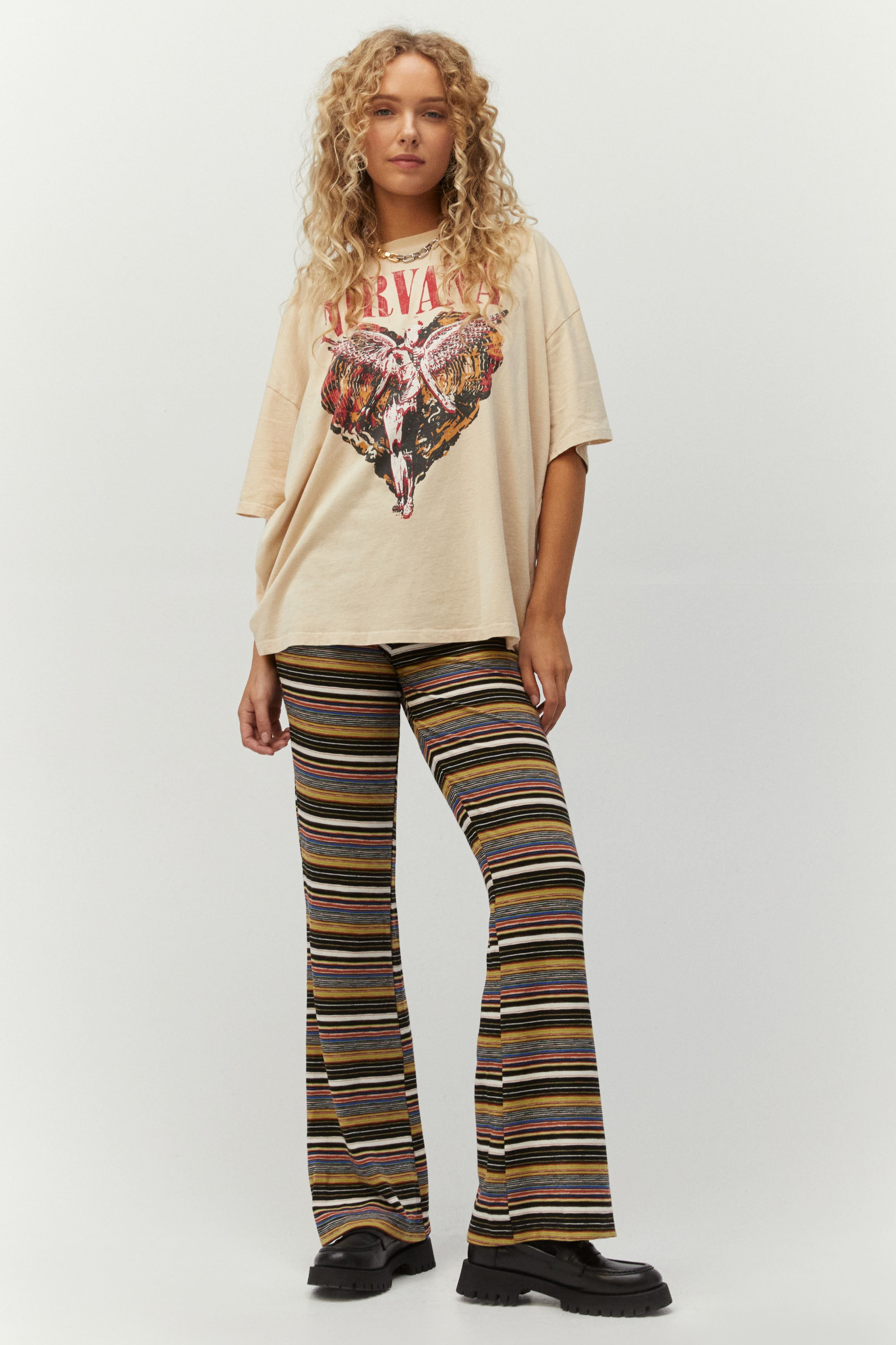 Nirvana Trippy Heart OS Tee In Sand sold by Daydreamer product image thumbnail 2