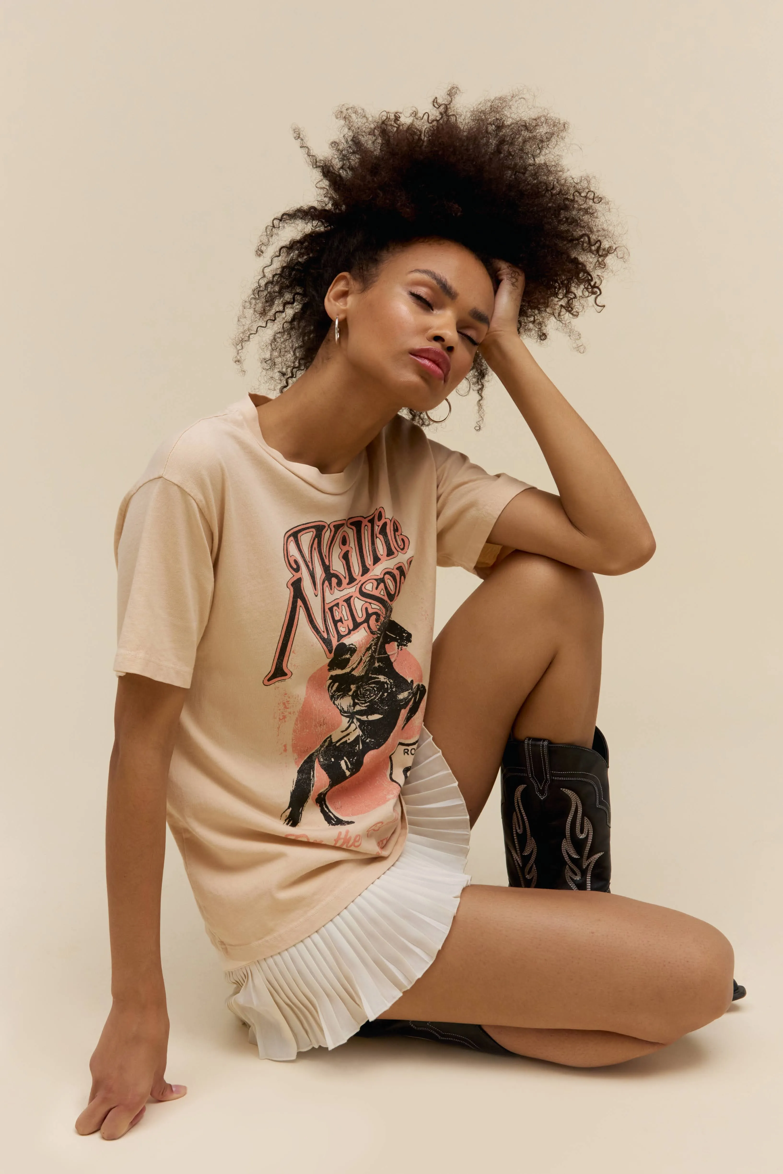 Willie Nelson Route 66 Weekend Tee in Sand sold by Daydreamer product image thumbnail 2