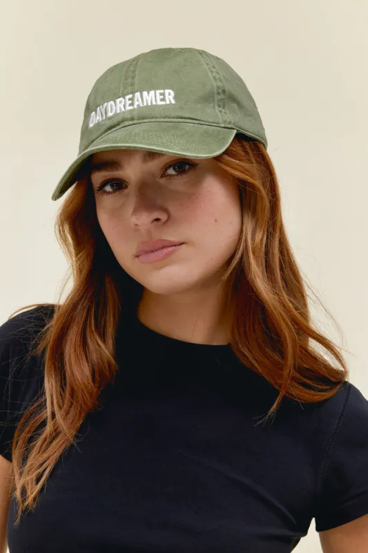Daydreamer Logo Dad Hat in Washed Olive sold by Daydreamer