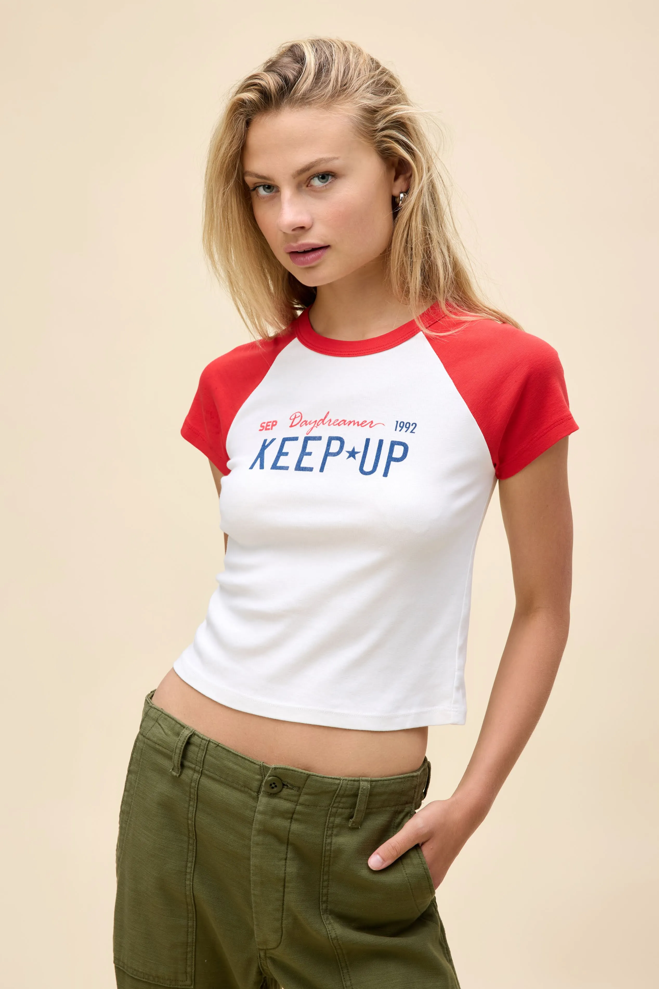 Keep Up Shrunken Raglan Tee sold by Daydreamer