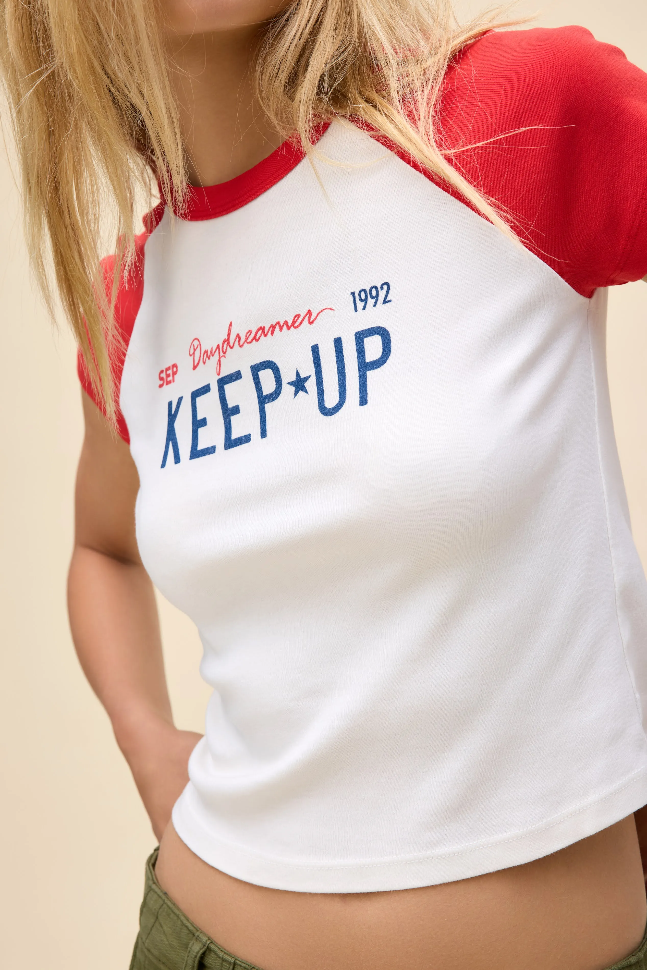 Keep Up Shrunken Raglan Tee sold by Daydreamer product image thumbnail 2
