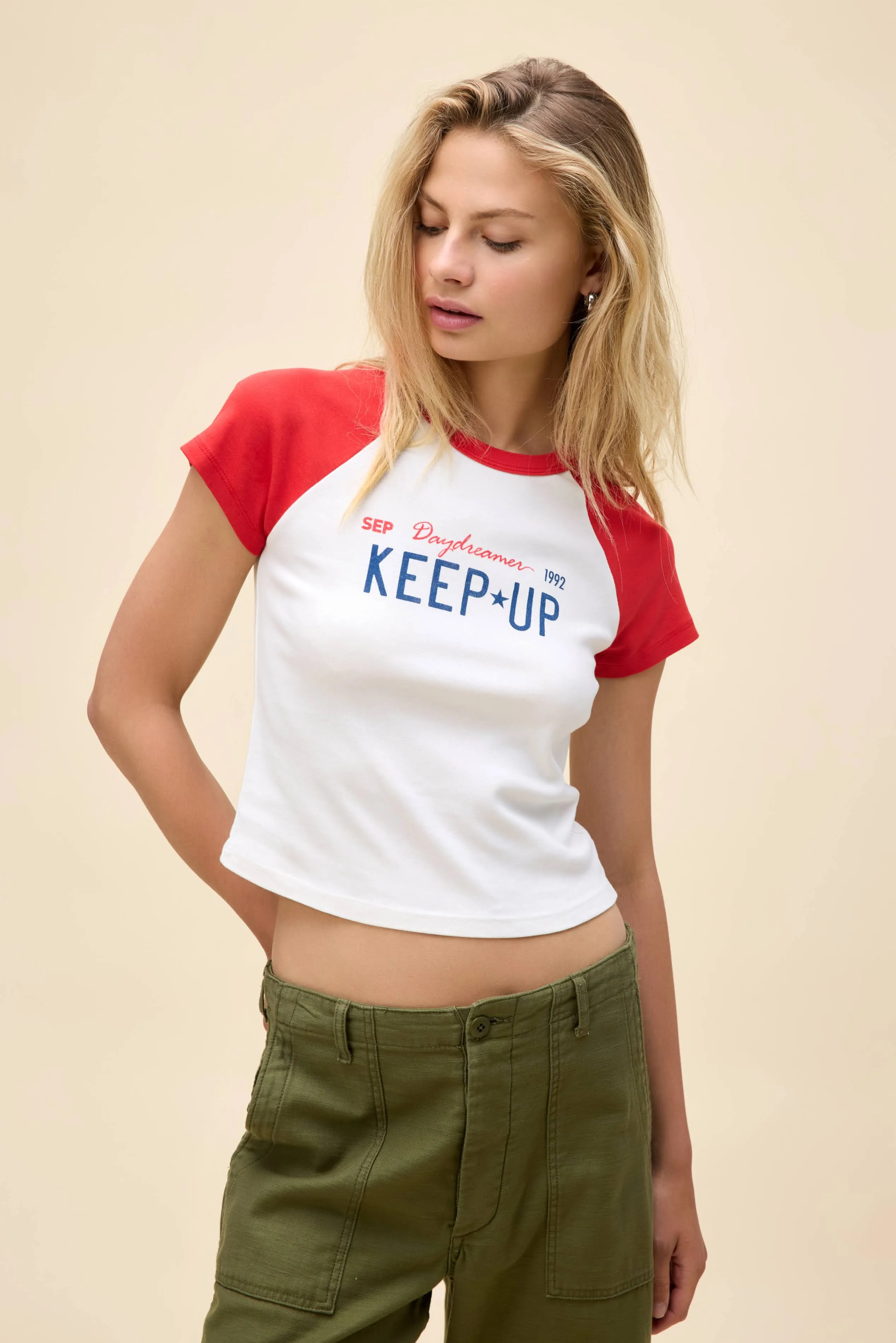 Keep Up Shrunken Raglan Tee sold by Daydreamer product image thumbnail 3