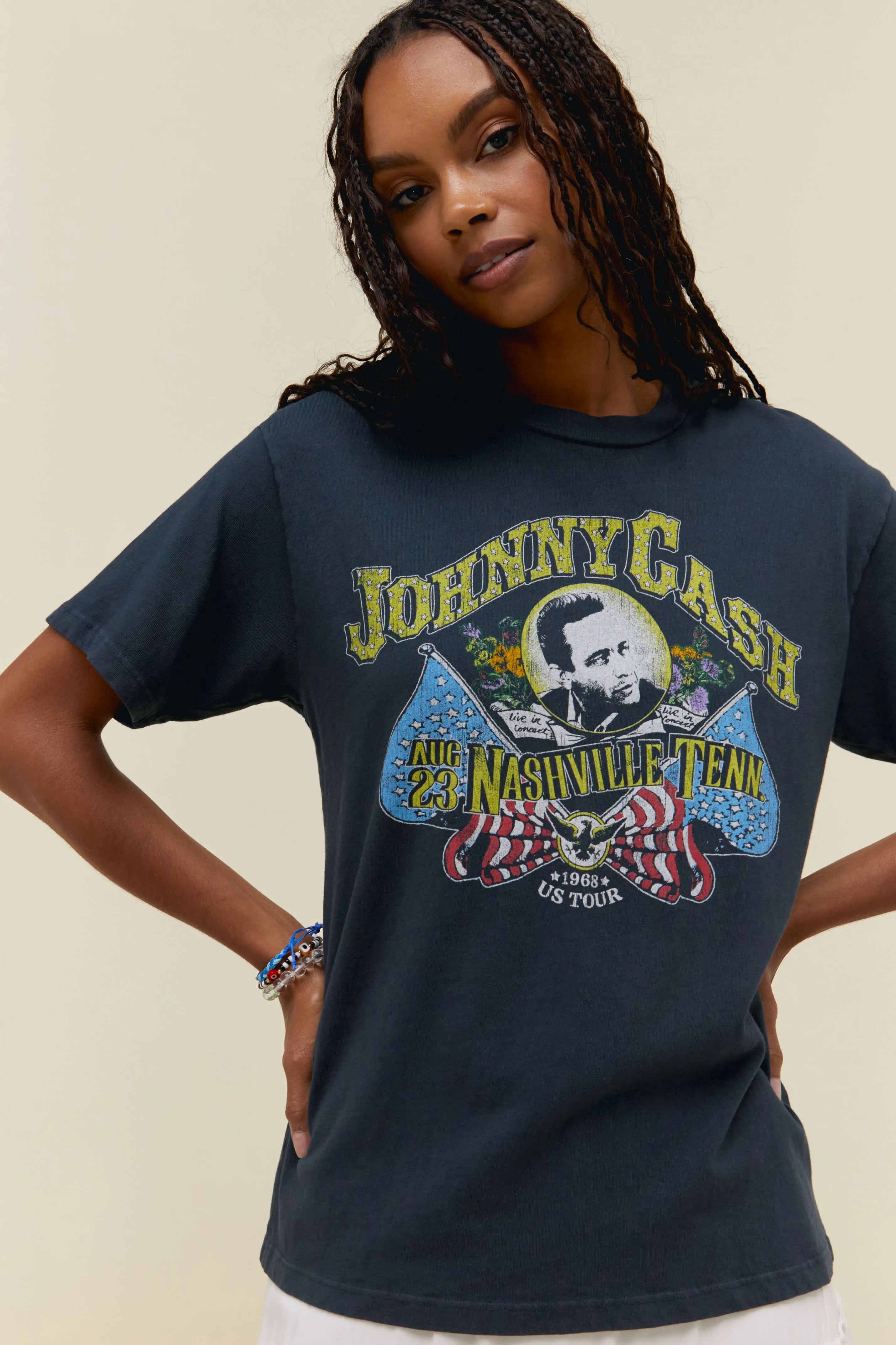 Johnny Cash Nashville 1968 Weekend Tee in Vintage Black sold by Daydreamer product image thumbnail 2
