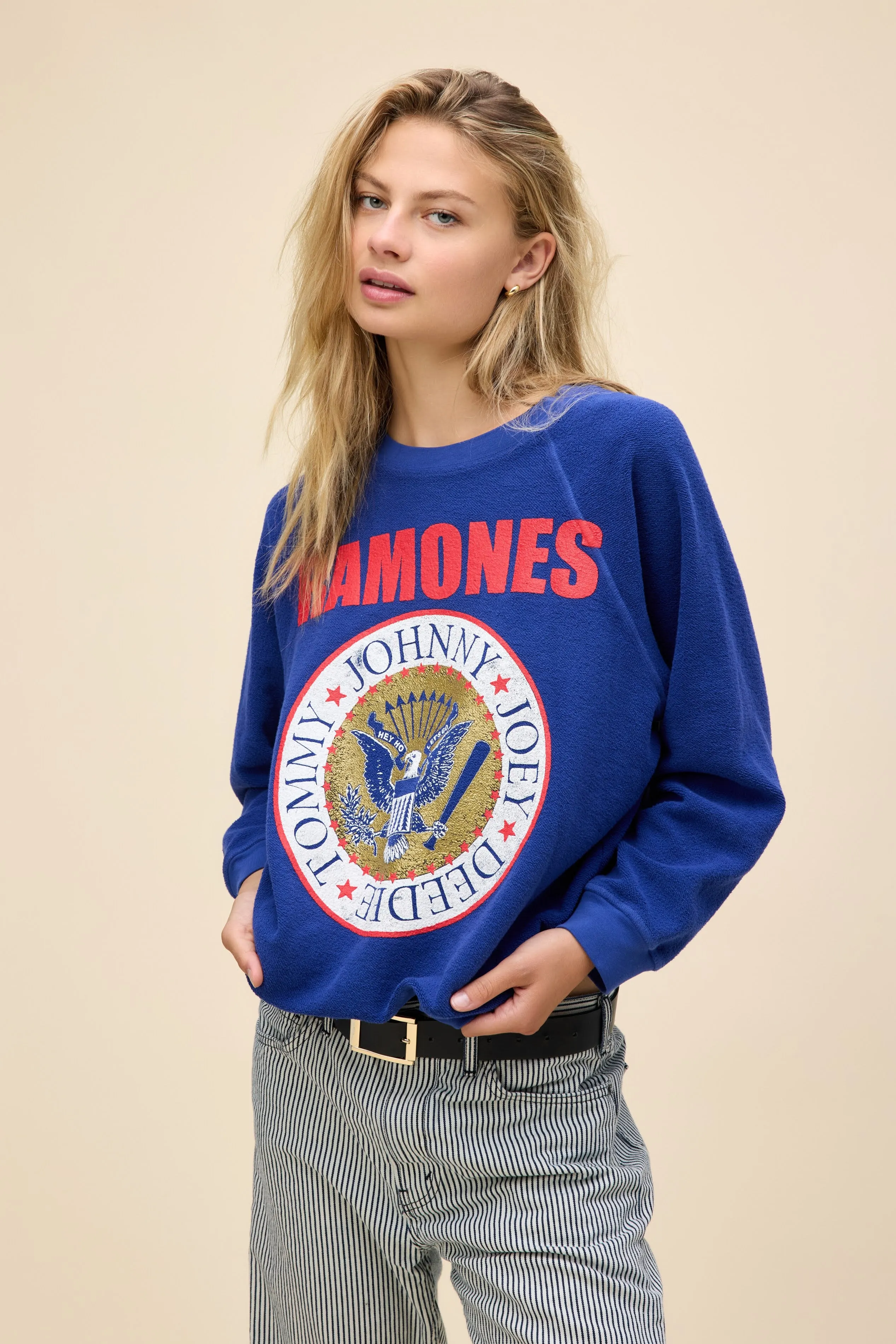 Ramones Gold Seal Reverse Raglan Sweatshirt sold by Daydreamer product image thumbnail 4