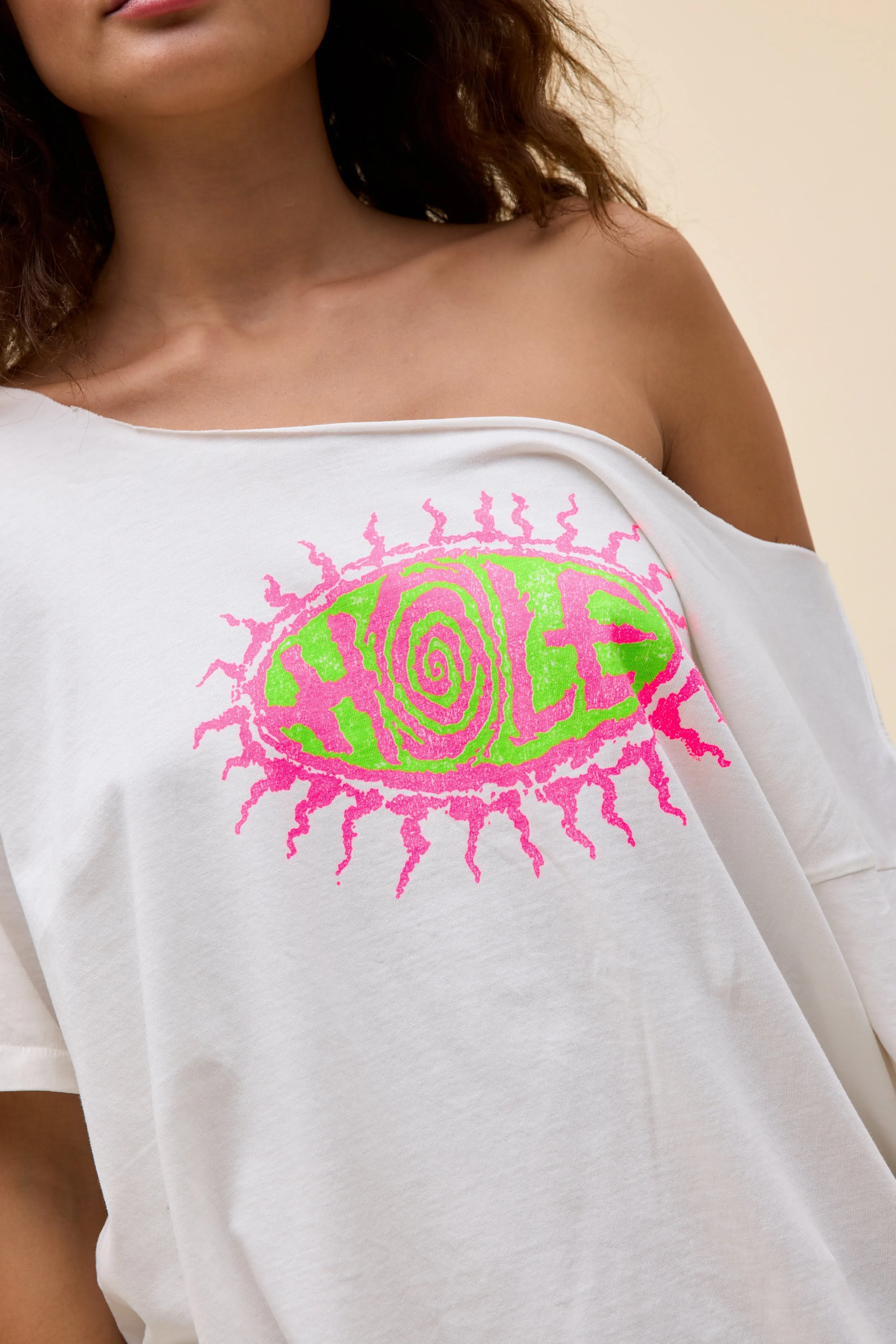 Hole Sun Logo Off-The-Shoulder Merch Tee sold by Daydreamer product image thumbnail 2