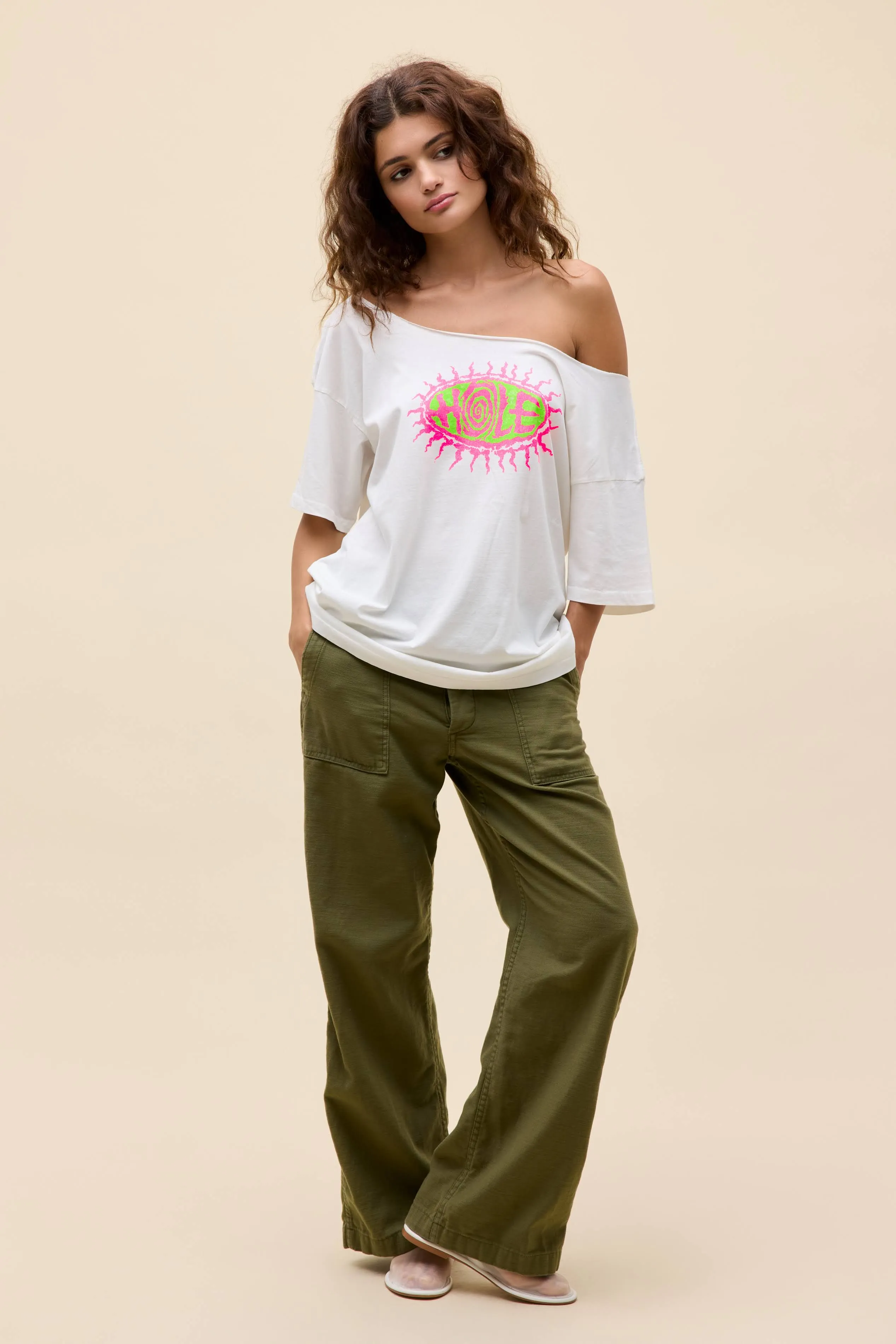 Hole Sun Logo Off-The-Shoulder Merch Tee sold by Daydreamer