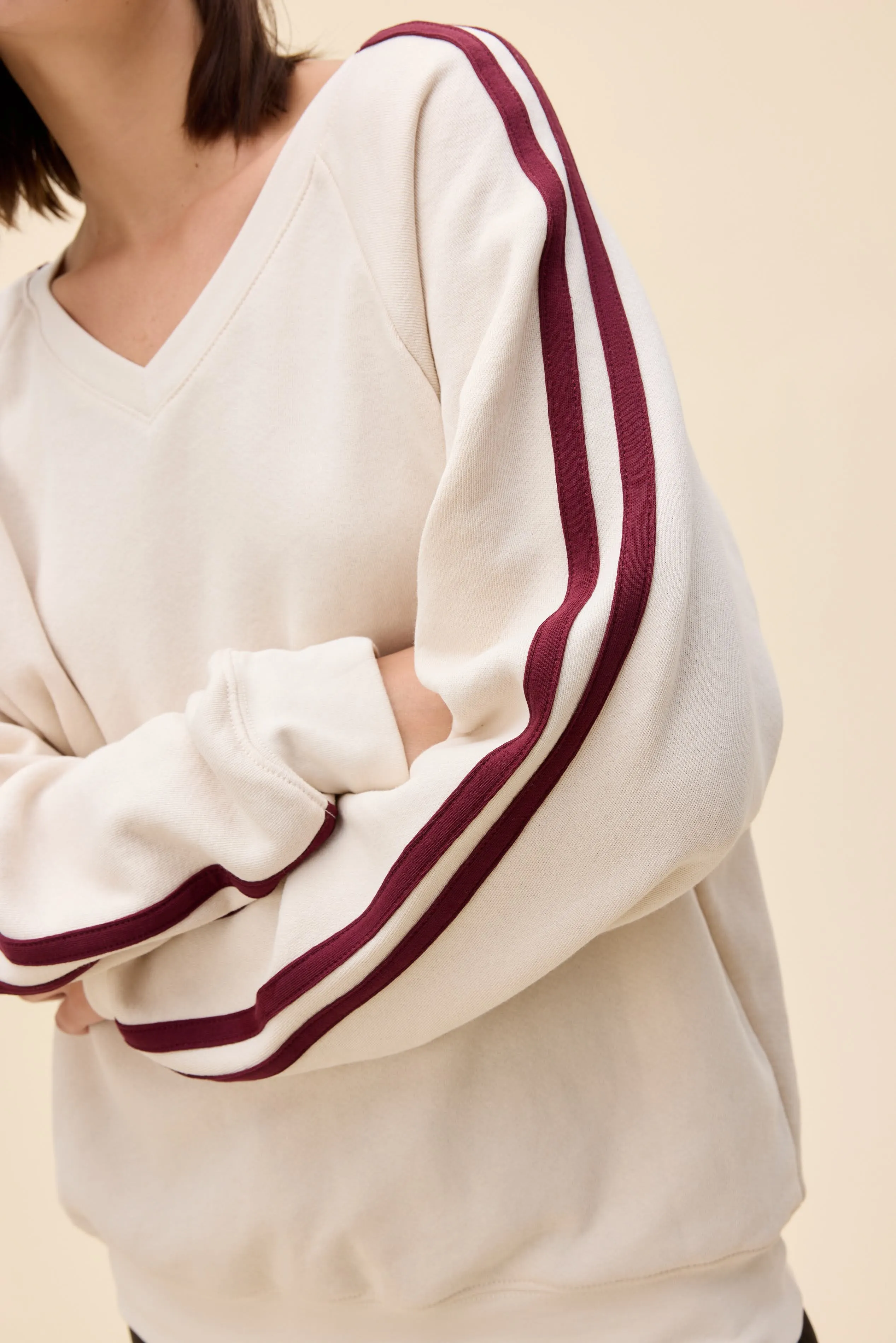 Solid V-Neck Sweatshirt sold by Daydreamer product image thumbnail 2