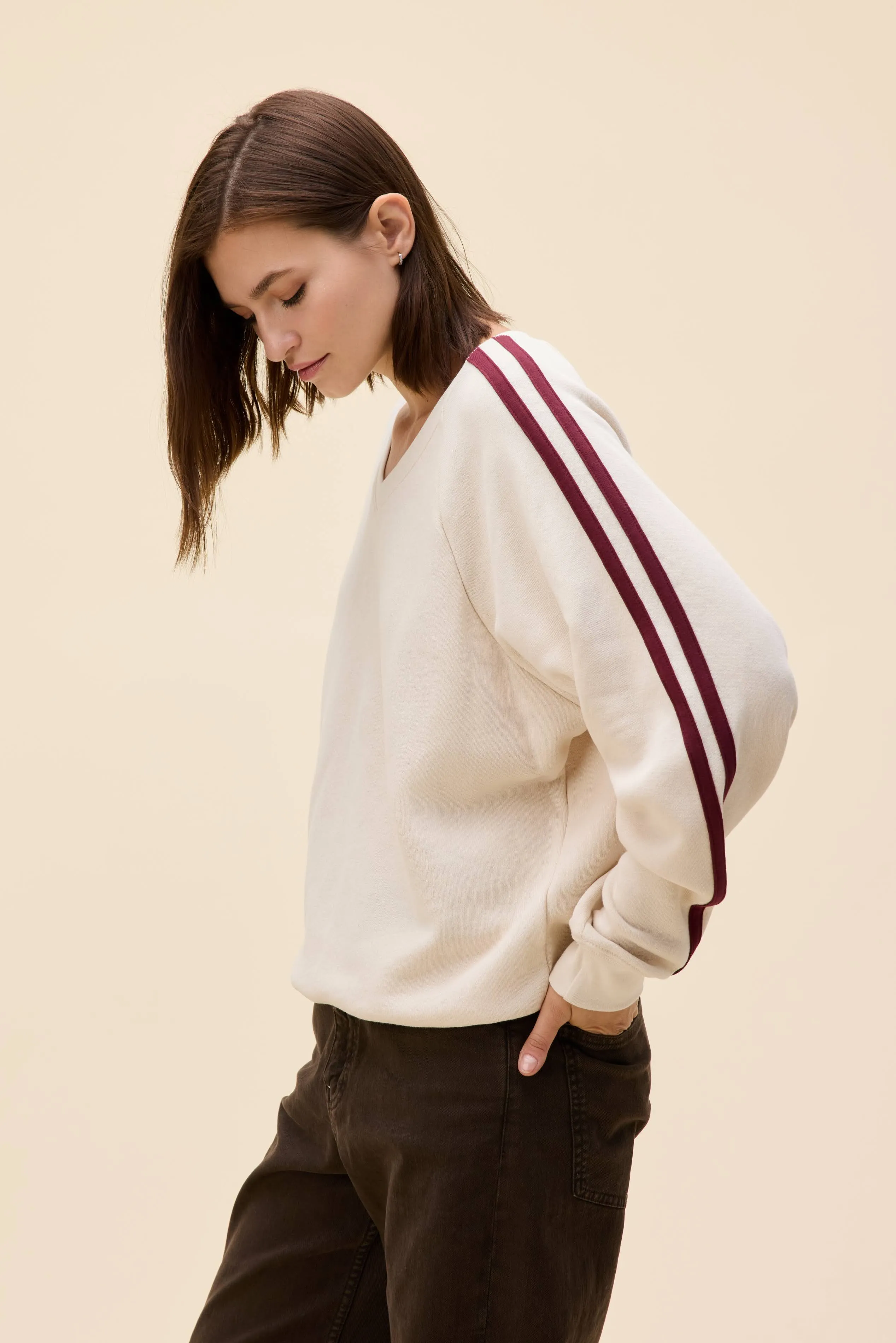 Solid V-Neck Sweatshirt sold by Daydreamer product image thumbnail 5