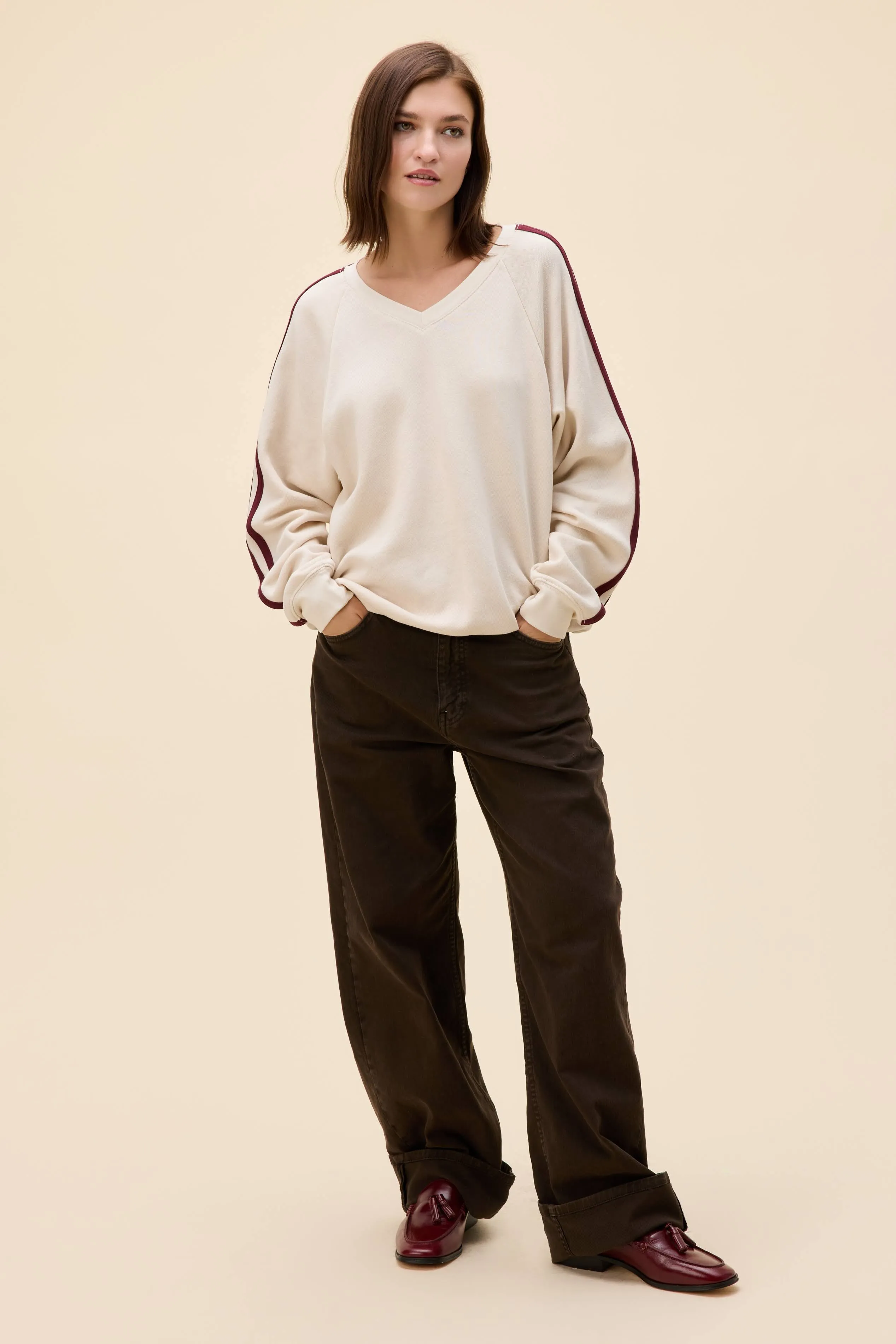 Solid V-Neck Sweatshirt sold by Daydreamer product image thumbnail 3