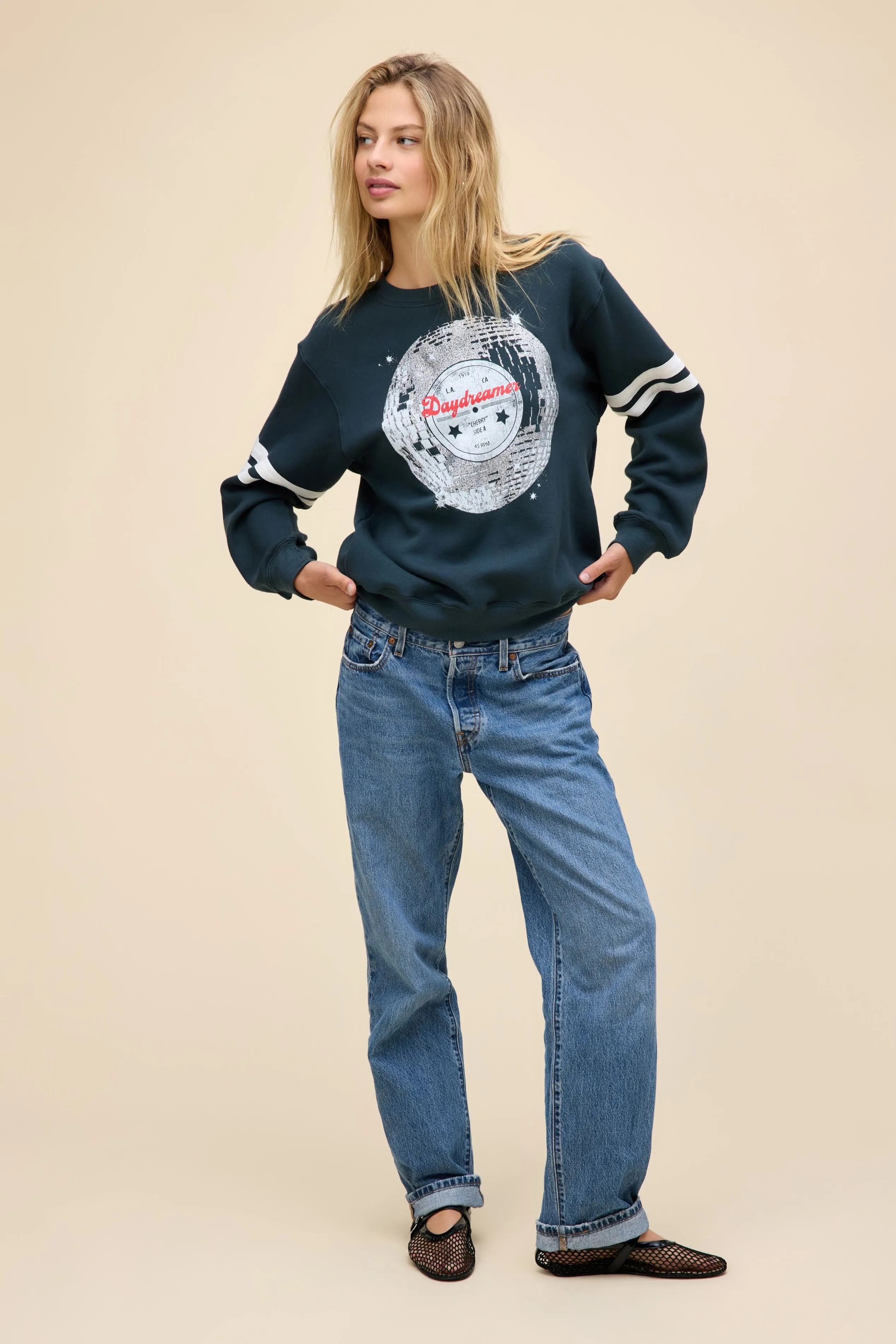 Daydreamer Disco Ball Varsity Sweatshirt sold by Daydreamer product image thumbnail 3