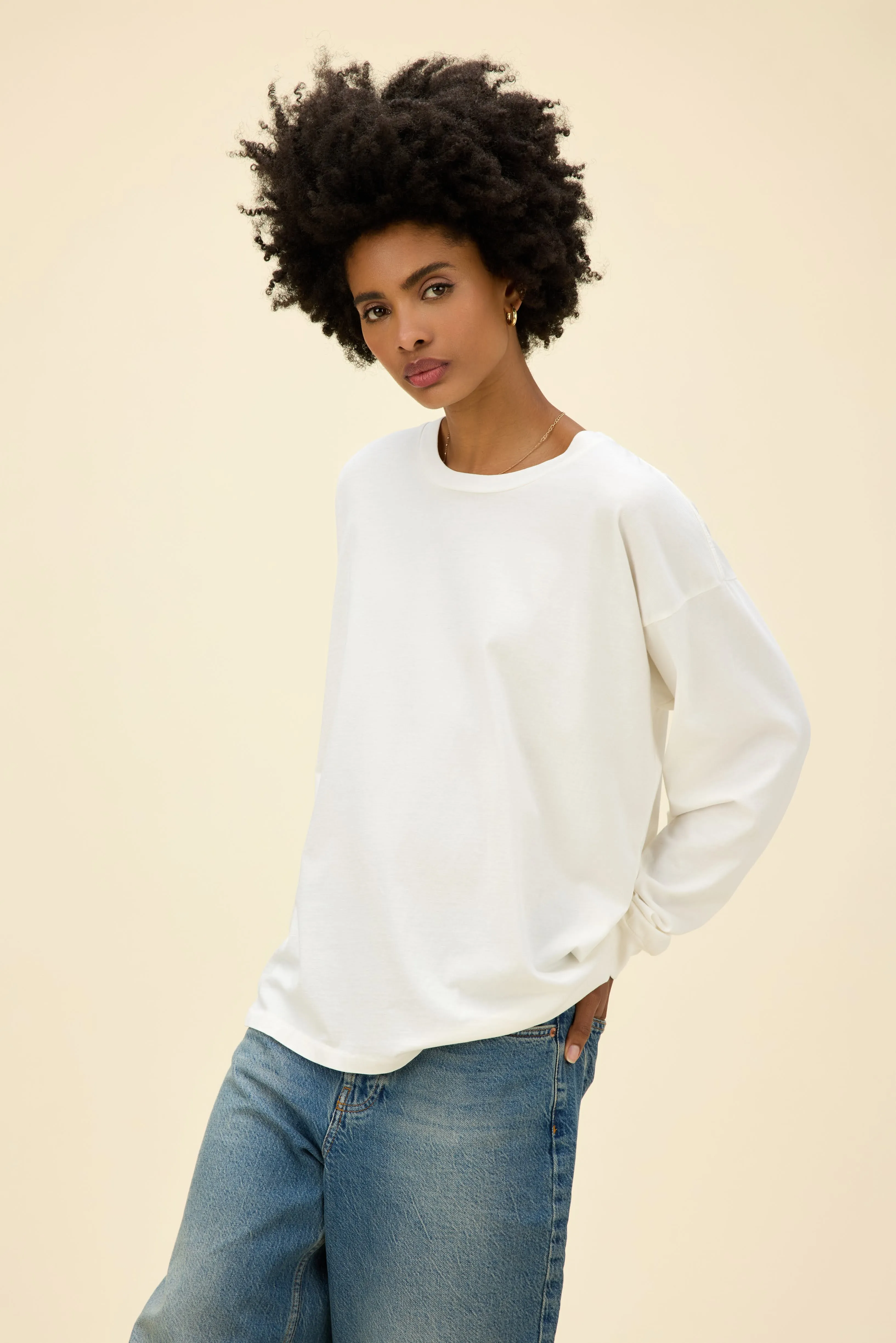 Solid Long Sleeve Merch in Vintage White sold by Daydreamer product image thumbnail 4